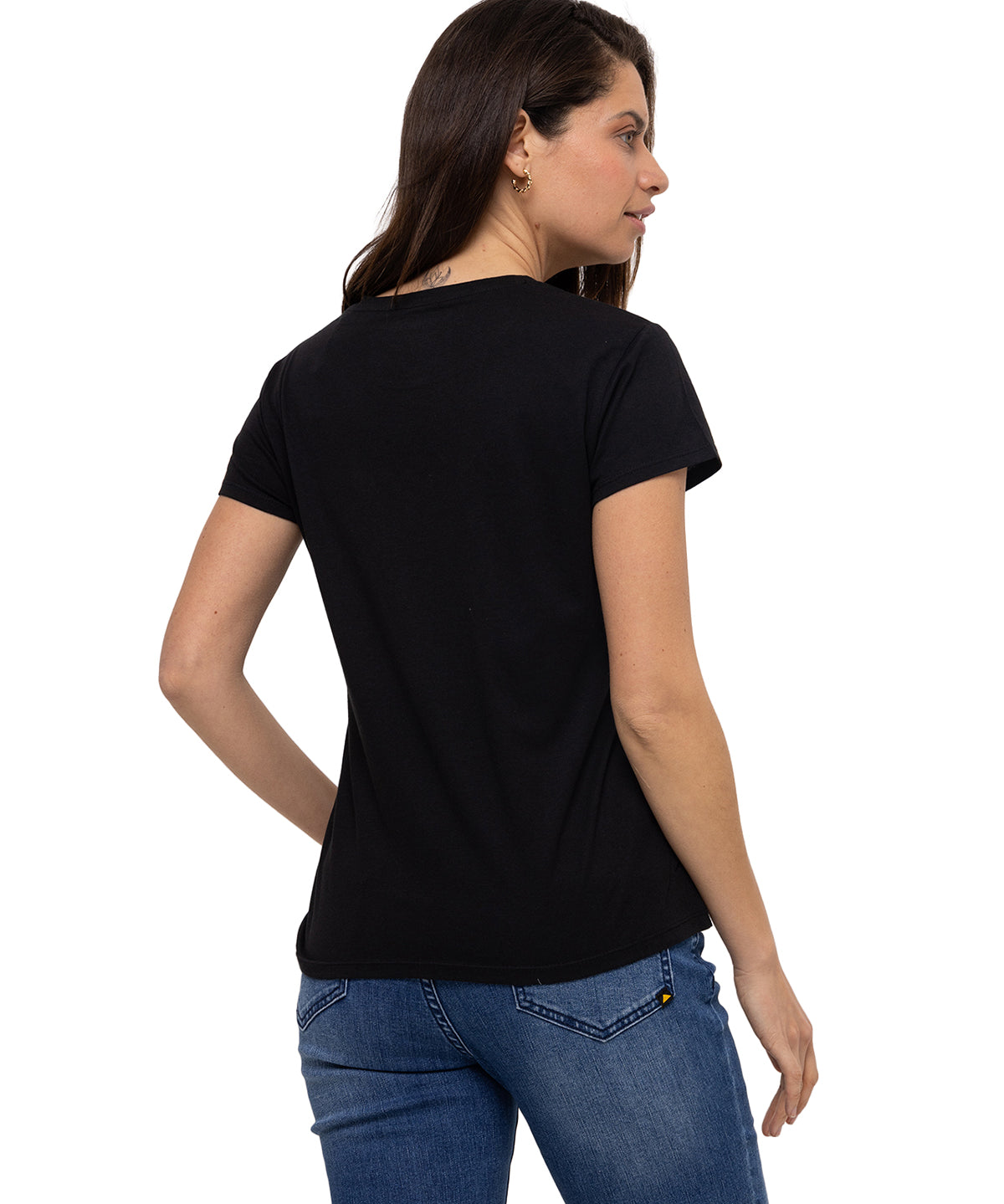 Camiseta Metallic Cat Logo Te Para Mujer Color Negro-4