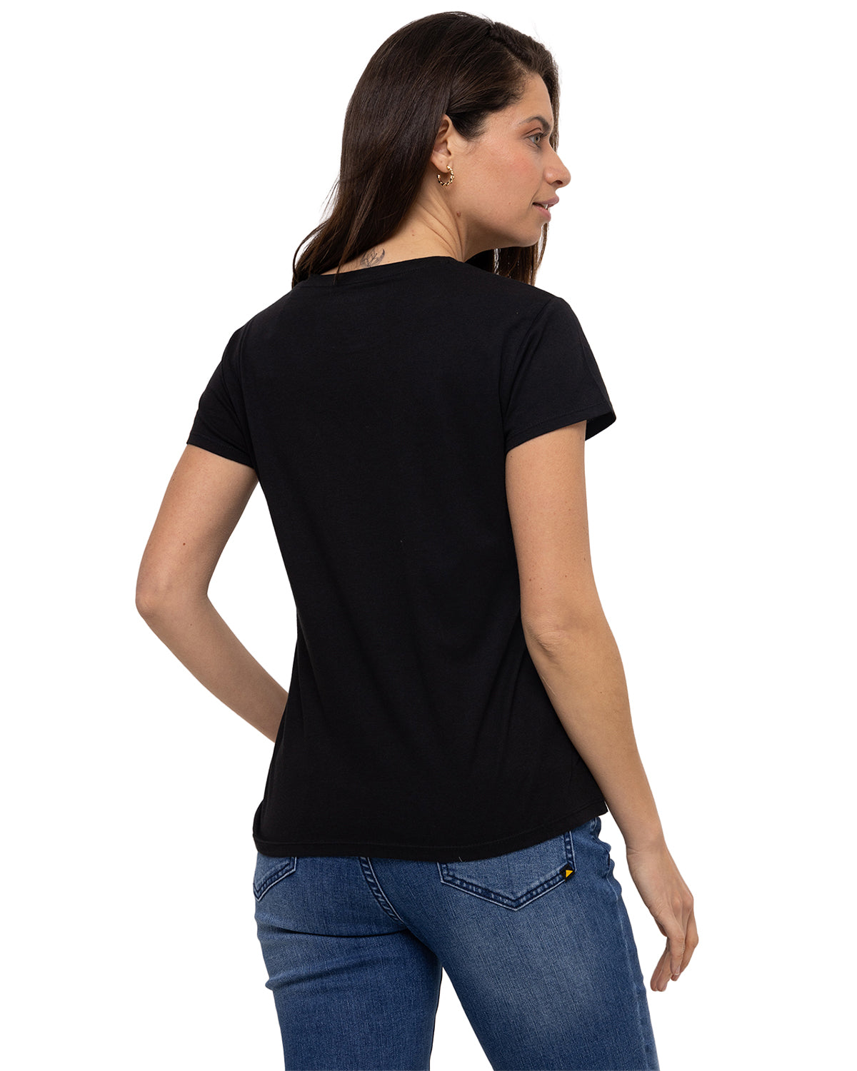 Camiseta Metallic Cat Logo Te Para Mujer Color Negro-4