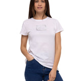 Camiseta Metallic Cat Logo Te Para Mujer Color Blanco-1