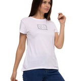 Camiseta Metallic Cat Logo Te Para Mujer Color Blanco-2
