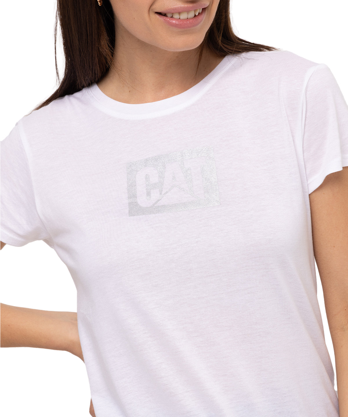 Camiseta Metallic Cat Logo Te Para Mujer Color Blanco-3