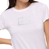 Camiseta Metallic Cat Logo Te Para Mujer Color Blanco-3