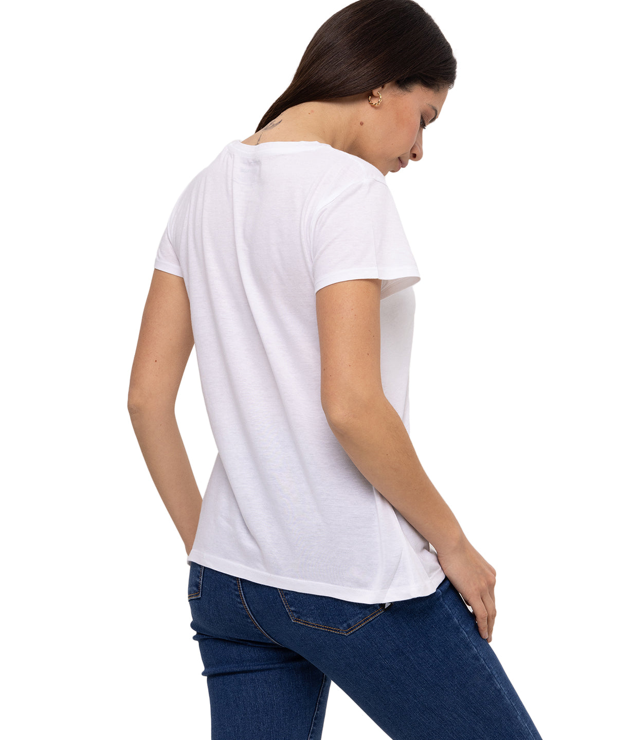 Camiseta Metallic Cat Logo Te Para Mujer Color Blanco-4