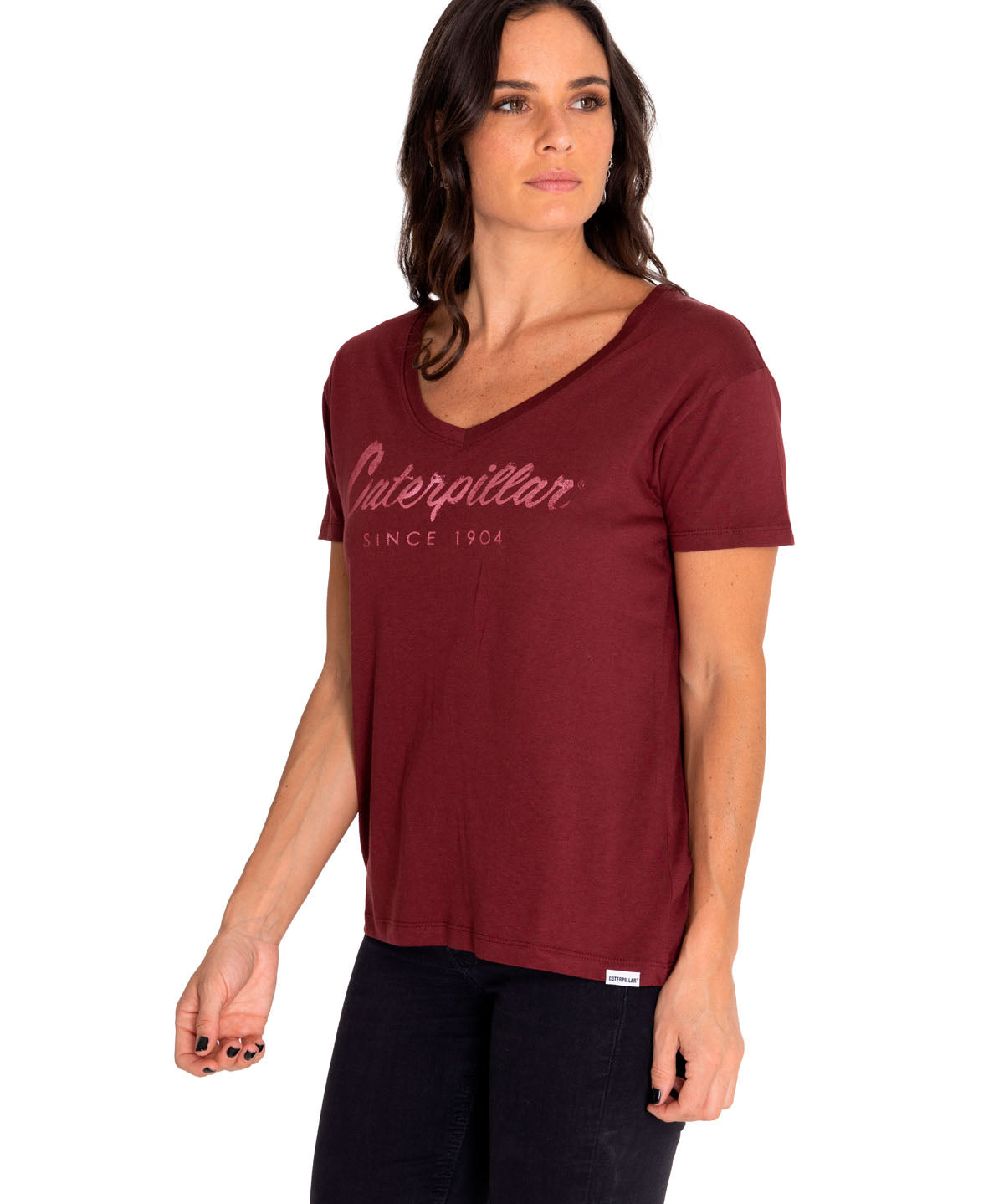 Camiseta Caterpillar Script V Para Mujer Color Rojo-1