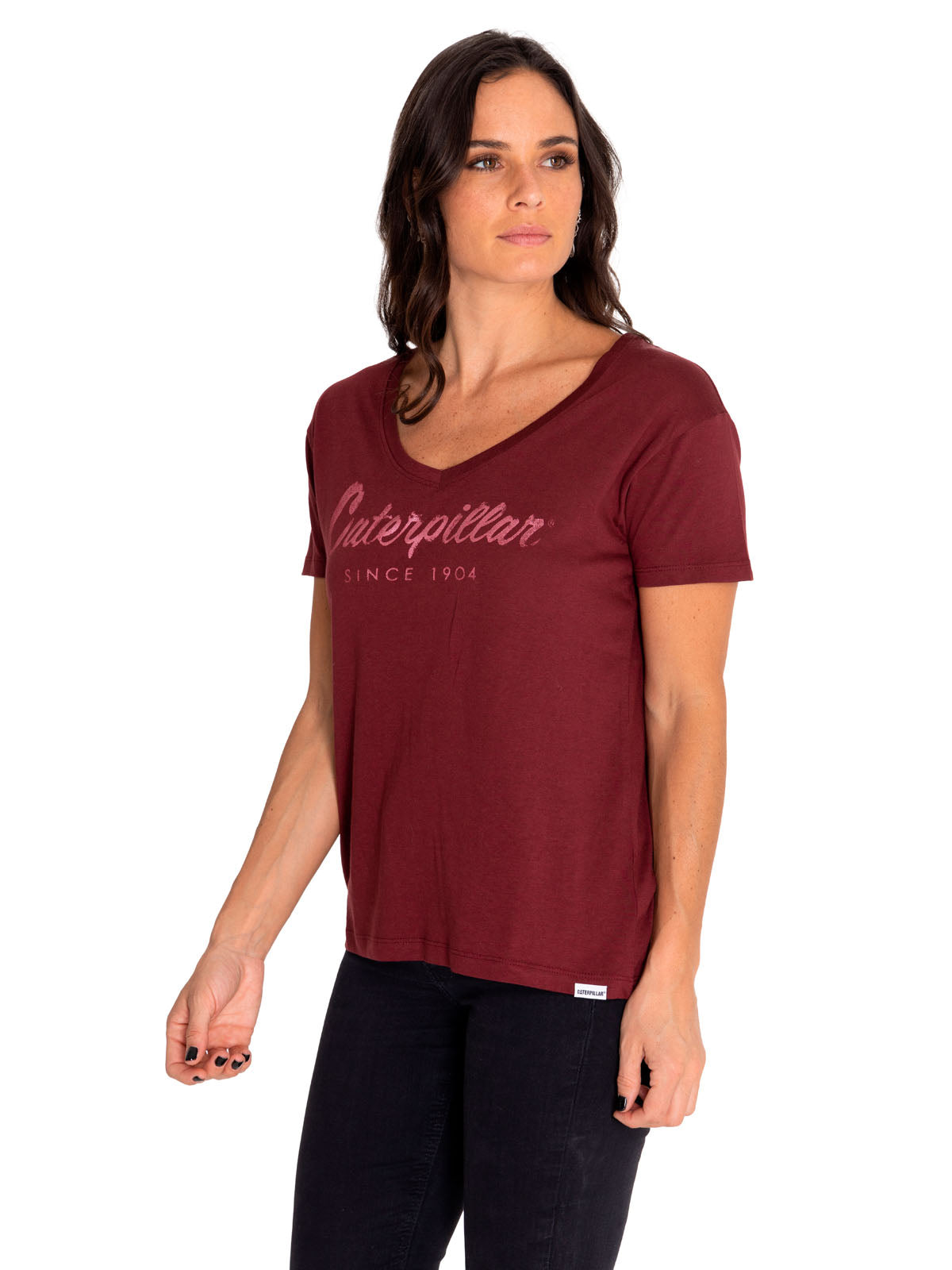 Camiseta Caterpillar Script V Para Mujer Color Rojo-1