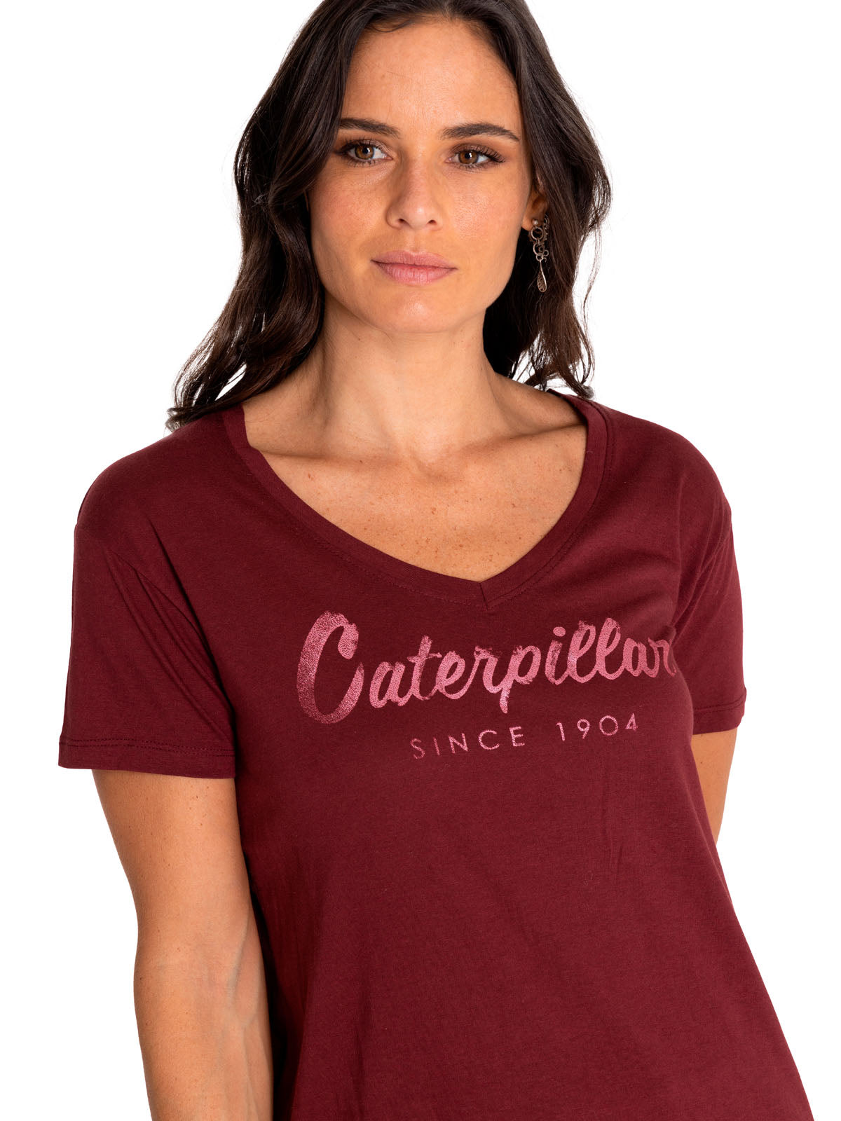 Camiseta Caterpillar Script V Para Mujer Color Rojo-4
