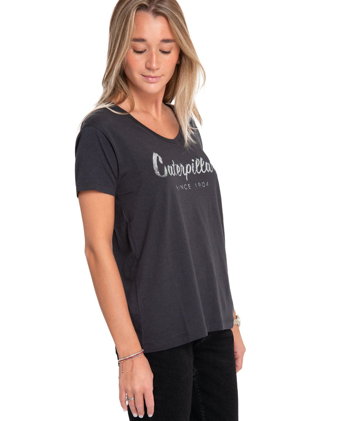 Camiseta Caterpillar Script V Para Mujer Color Negro-2