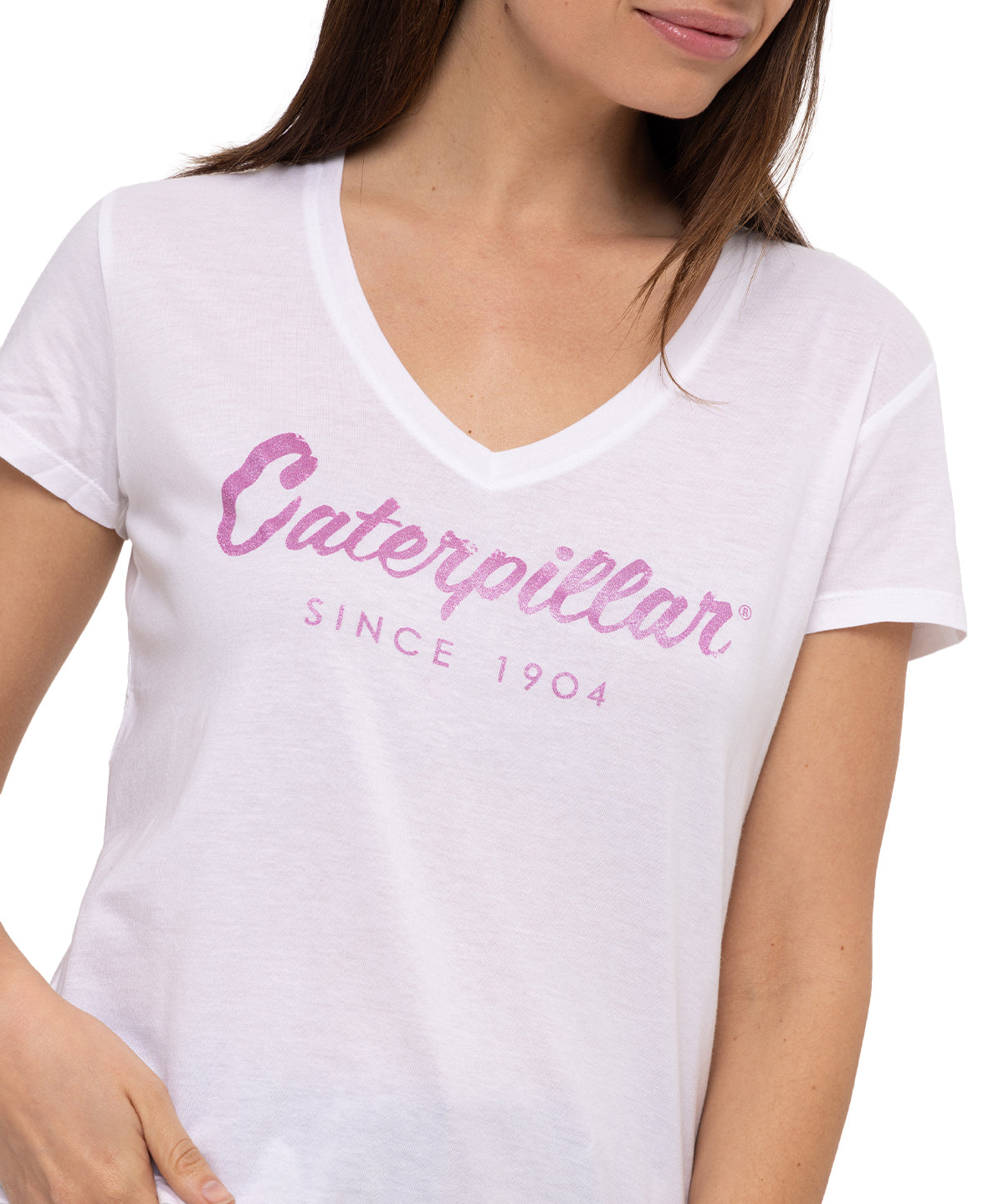 Camiseta Caterpillar Script V Para Mujer Color Blanco-3