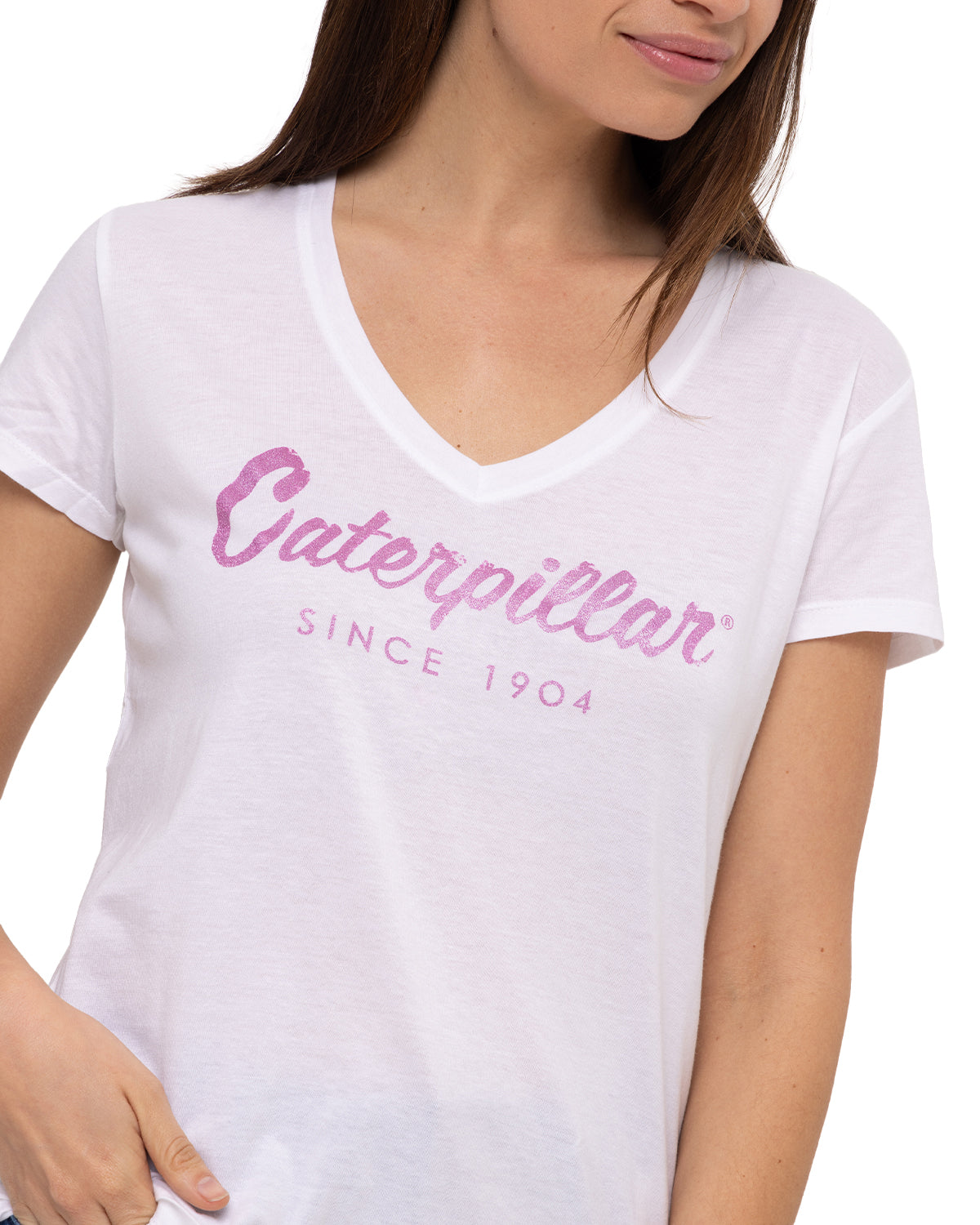 Camiseta Caterpillar Script V Para Mujer Color Blanco-3
