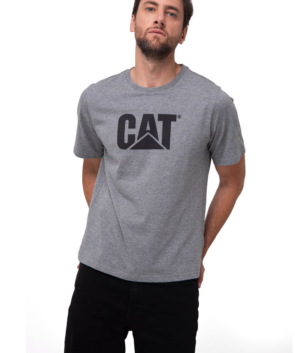 Camiseta Cat Logo Tee Hombre Color Gris-1