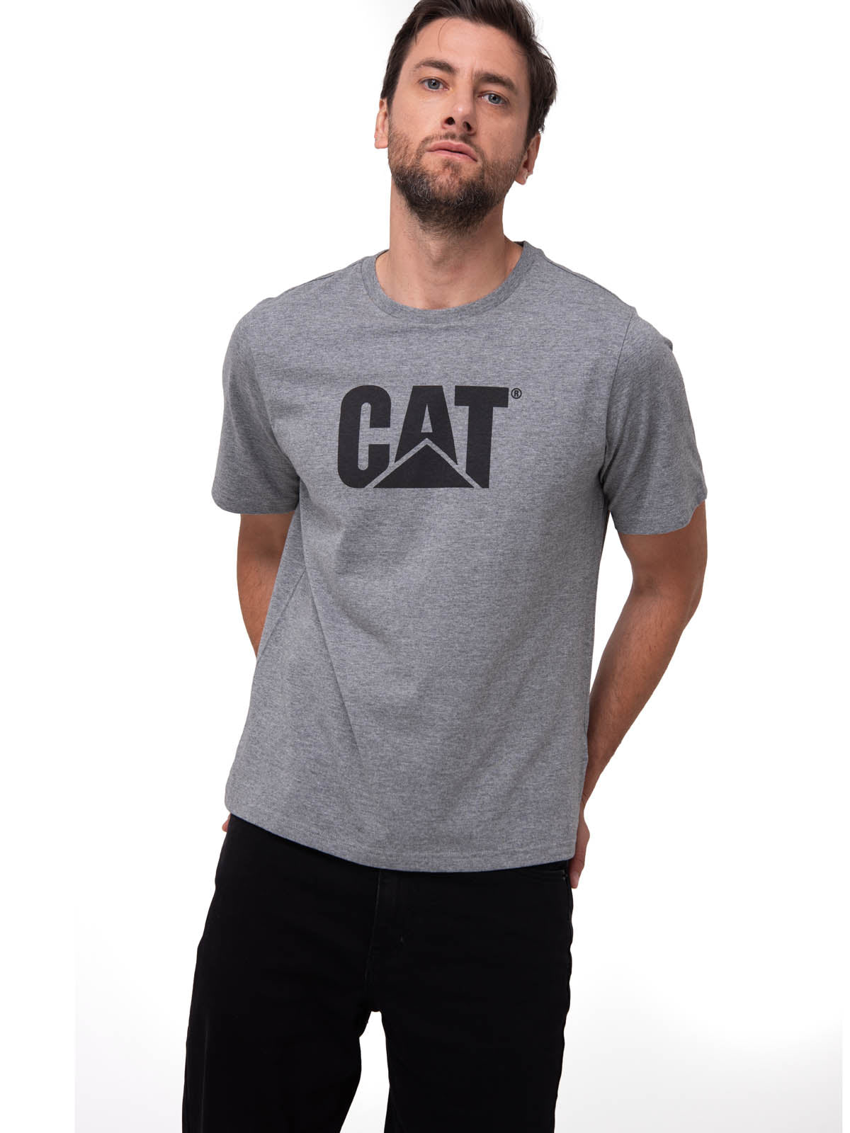 Camiseta Cat Logo Tee Hombre Color Gris-1