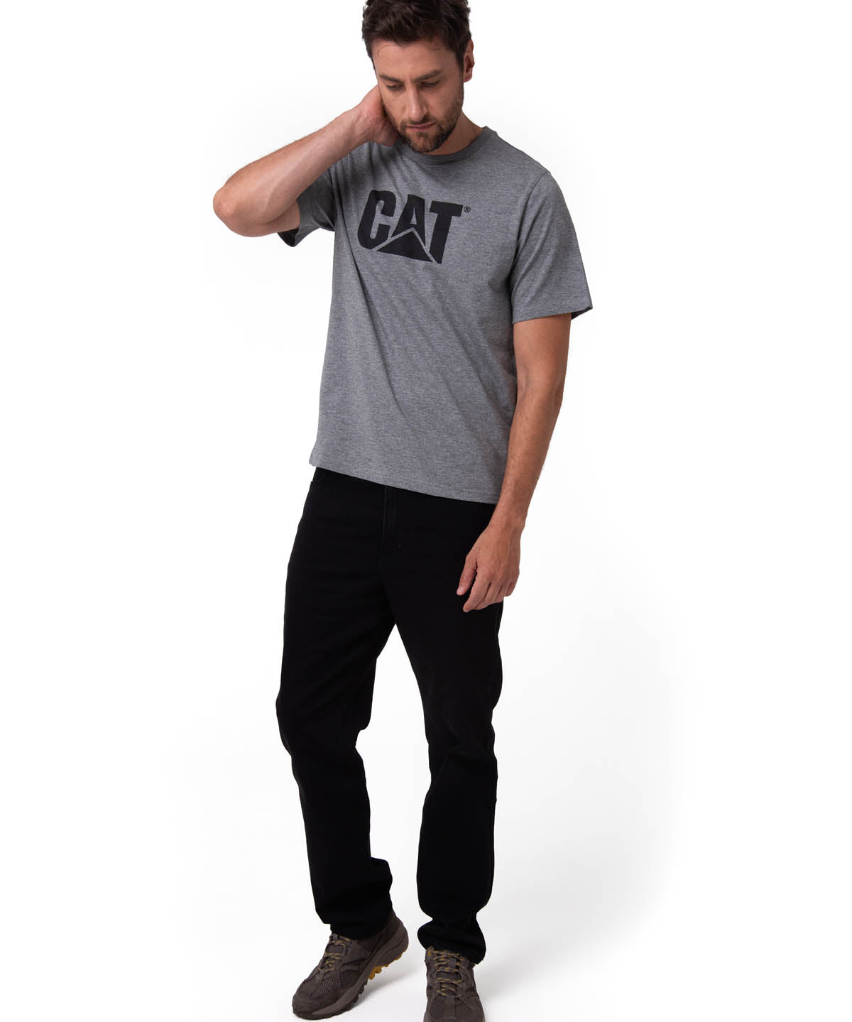 Camiseta Cat Logo Tee Hombre Color Gris-4