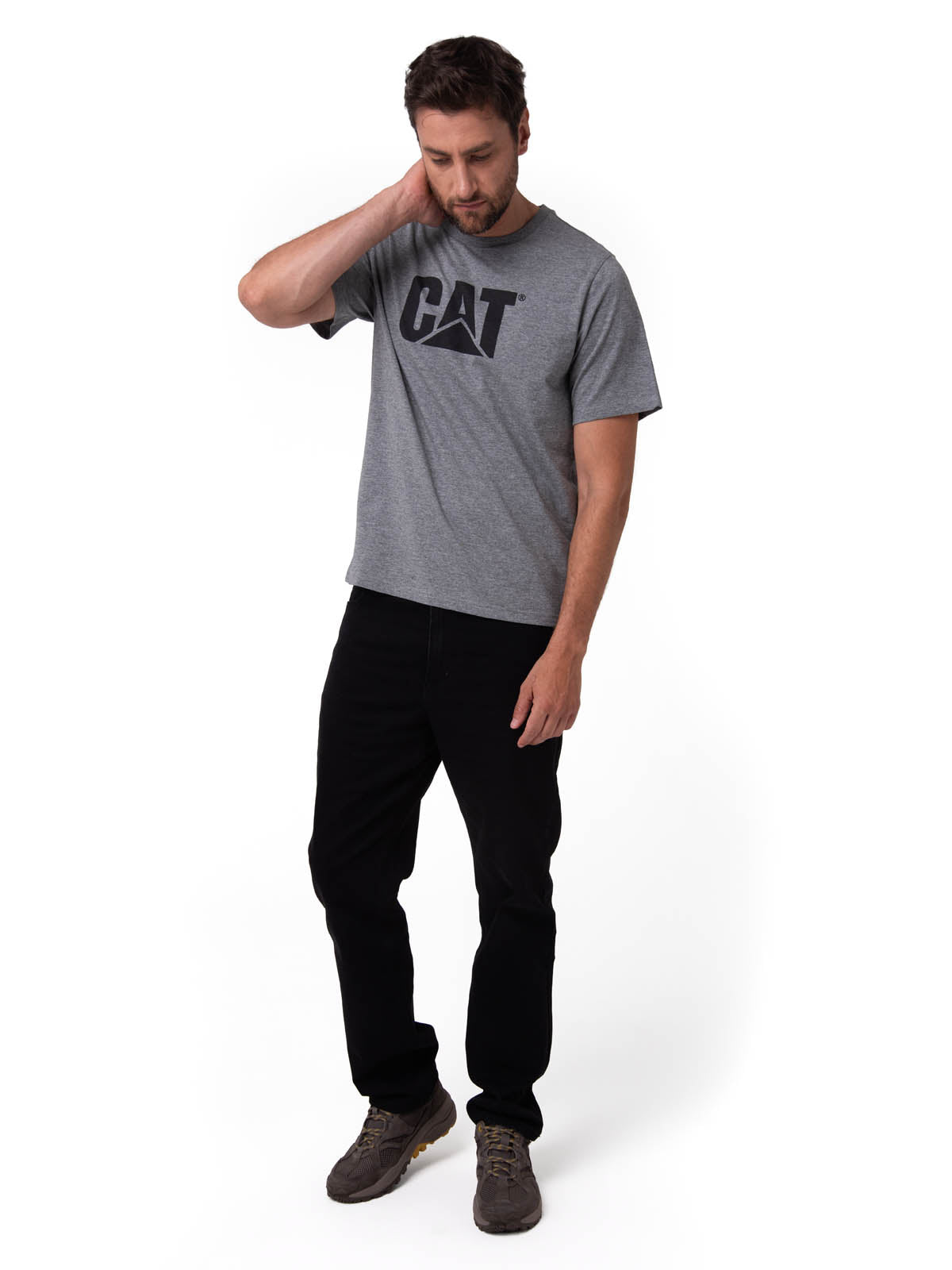 Camiseta Cat Logo Tee Hombre Color Gris-4