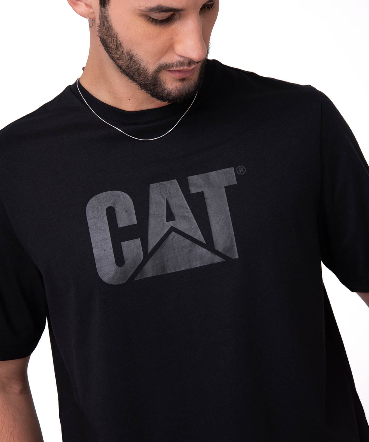 Camisetas  Cat Logo Tee Para Hombre Color Negro-3