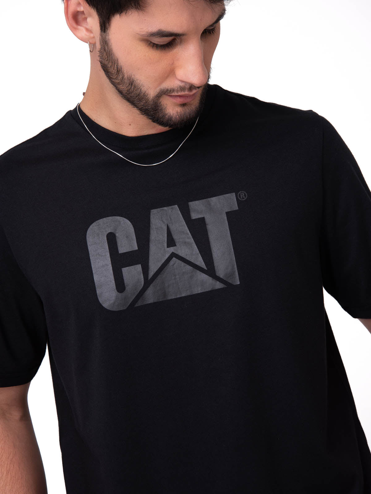 Camisetas  Cat Logo Tee Para Hombre Color Negro-3