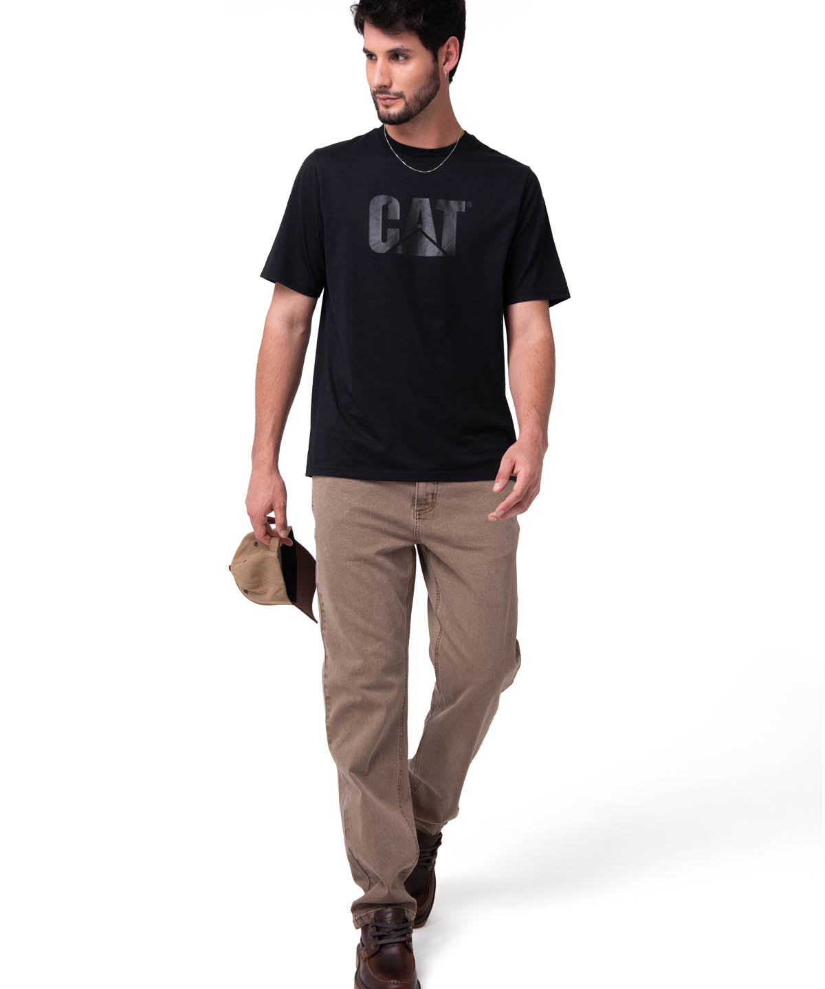 Camisetas  Cat Logo Tee Para Hombre Color Negro-4