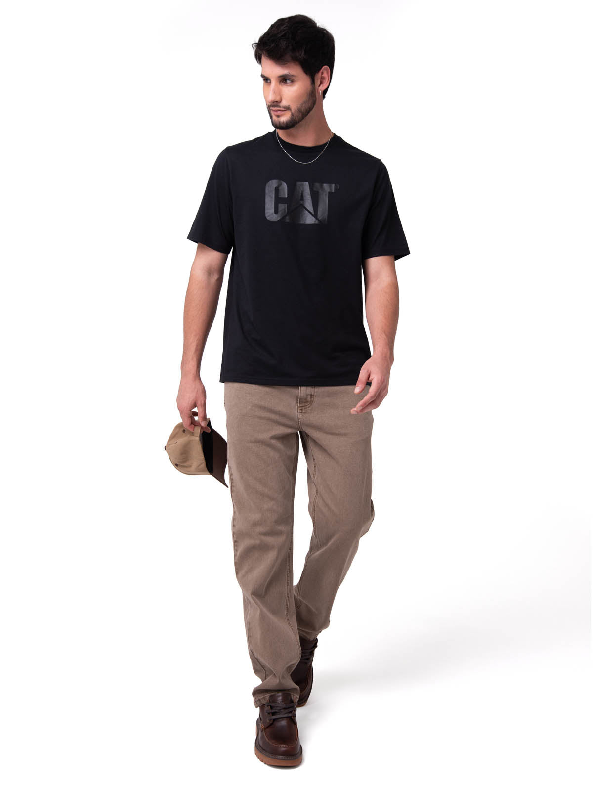 Camisetas  Cat Logo Tee Para Hombre Color Negro-4