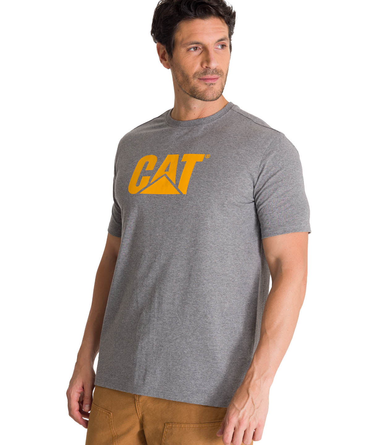 Camiseta Cat Logo Tee Para Hombre Color Gris-2
