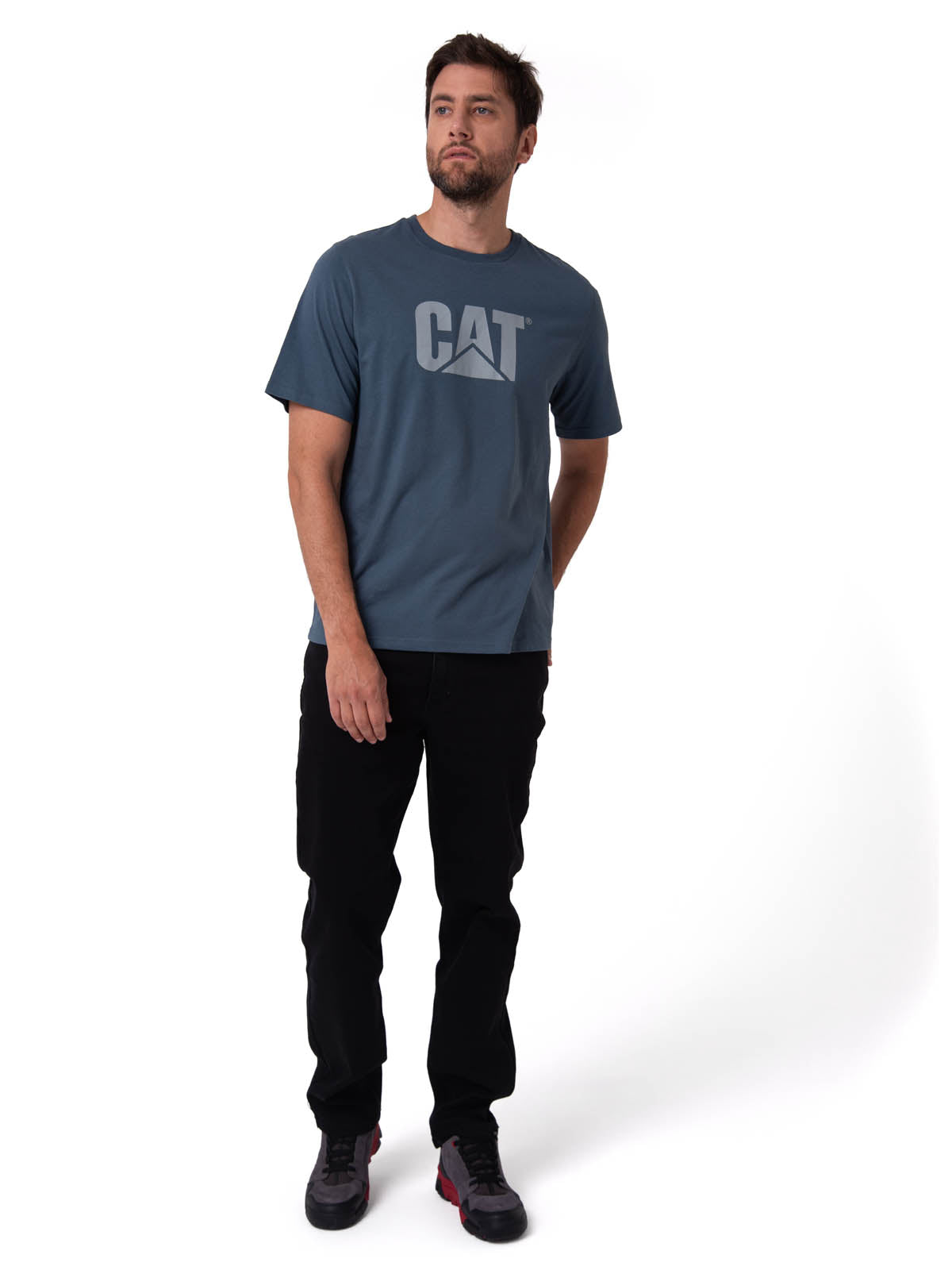 Camiseta Cat Logo Tee Hombre Color Azul-4