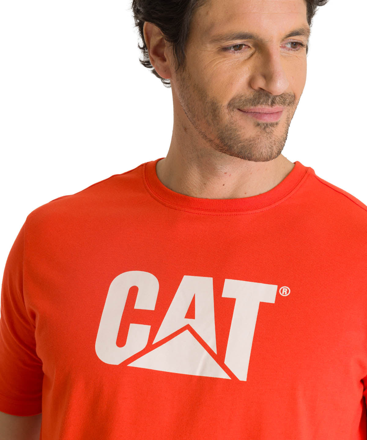 Camiseta Cat Logo Tee Para Hombre Color Rojo-4