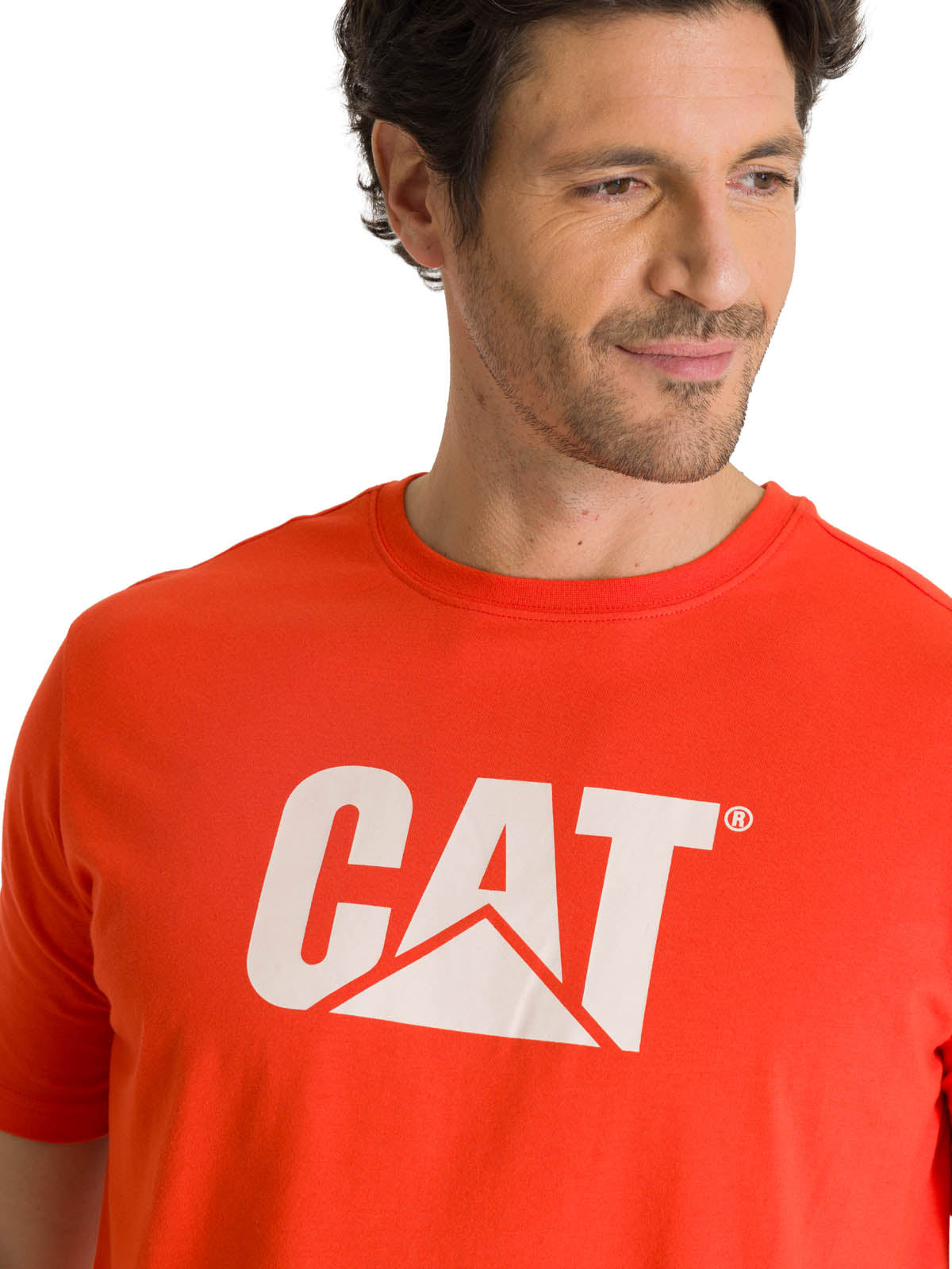 Camiseta Cat Logo Tee Para Hombre Color Rojo-4