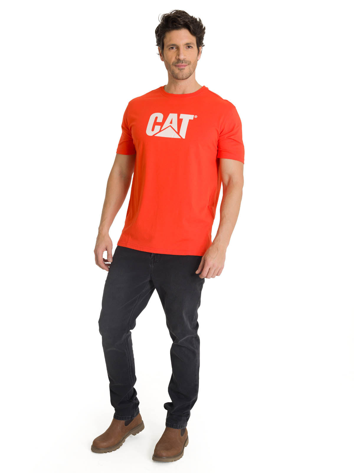 Camiseta Cat Logo Tee Para Hombre Color Rojo-5