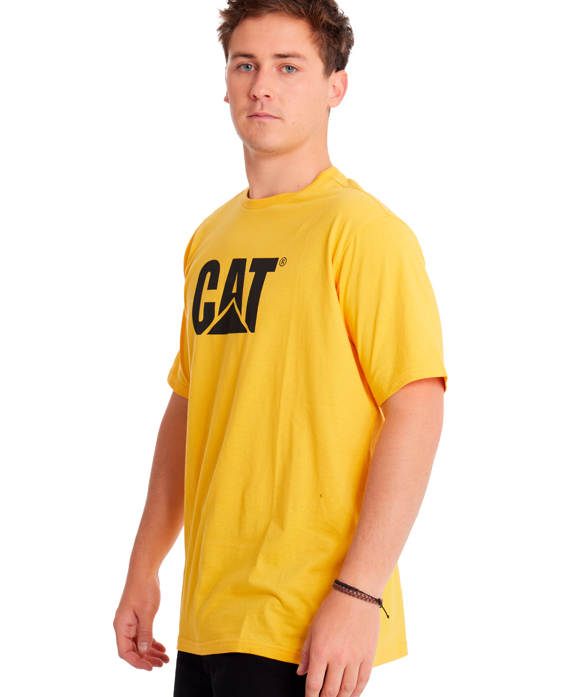 Camiseta Cat Logo Tee Para Hombre Color Amarillo-2
