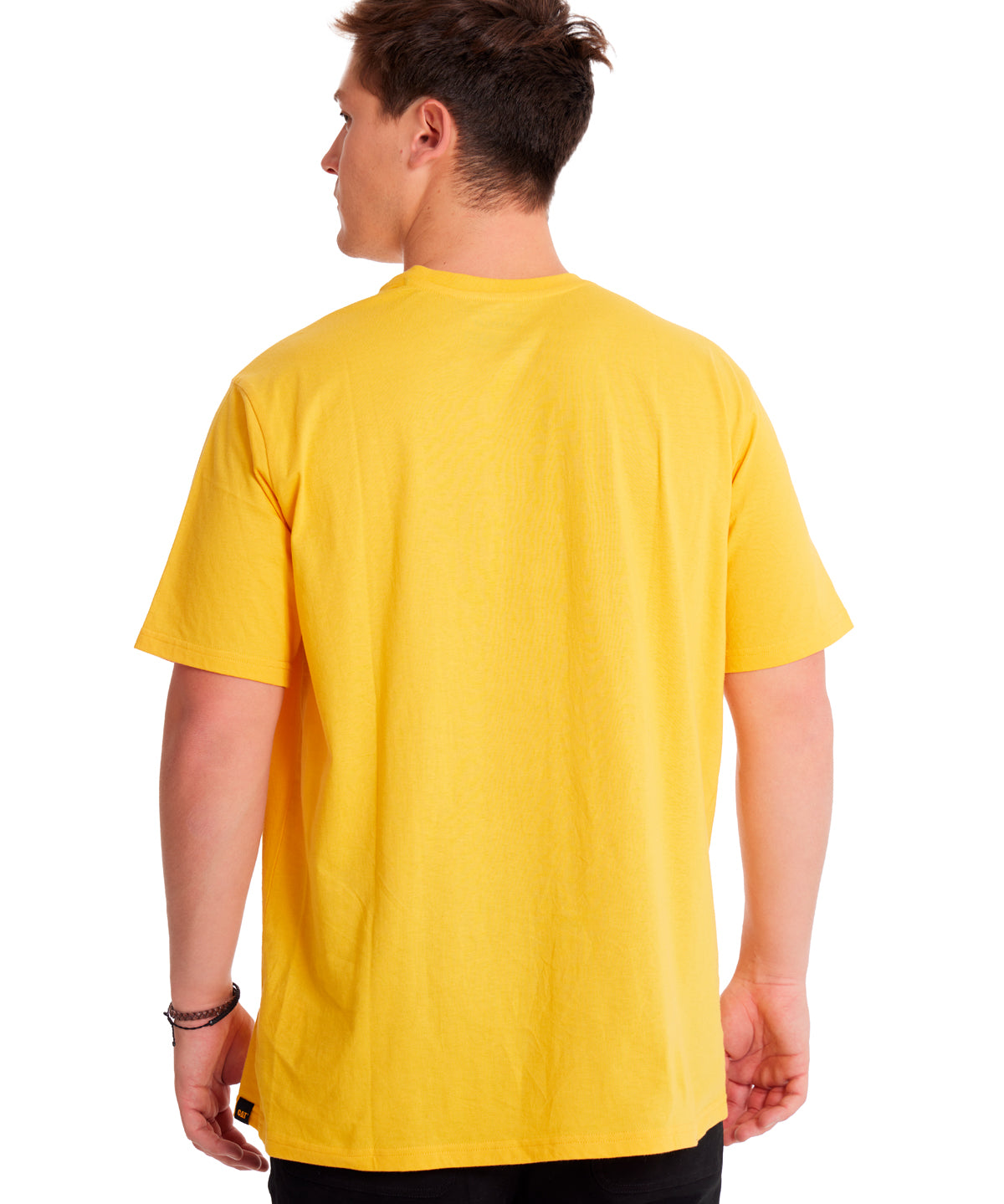 Camiseta Cat Logo Tee Para Hombre Color Amarillo-3