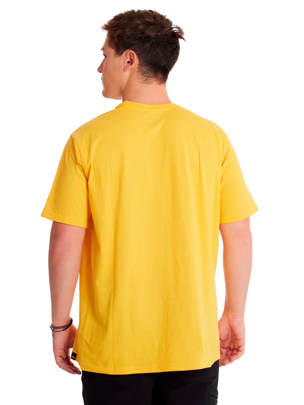 Camiseta Cat Logo Tee Para Hombre Color Amarillo-3