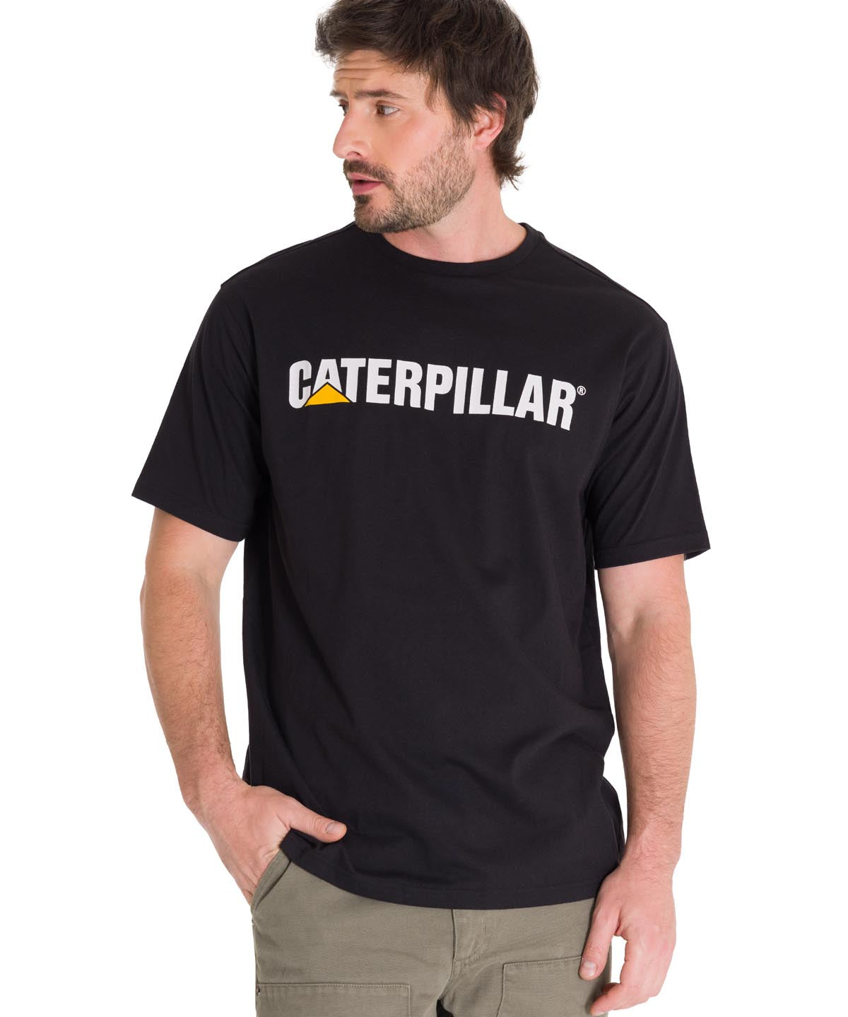 Camisetas  Caterpillar Logo Tee Para Hombre Color Negro-1