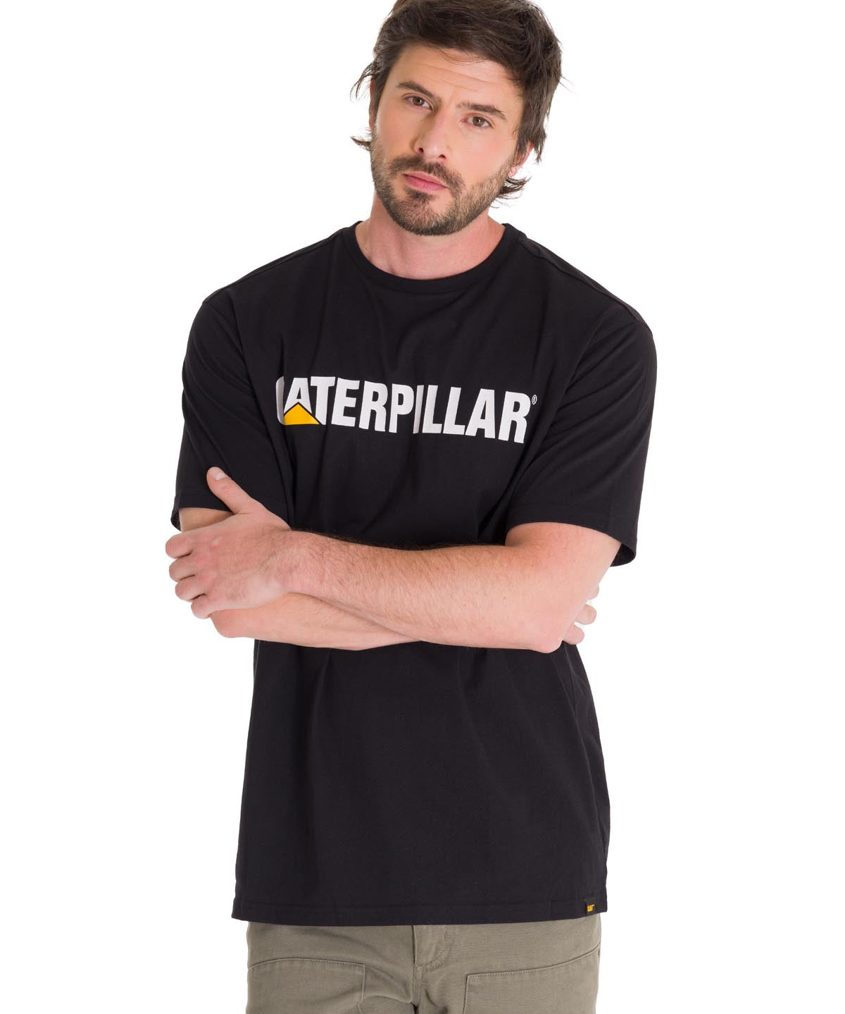 Camisetas  Caterpillar Logo Tee Para Hombre Color Negro-2