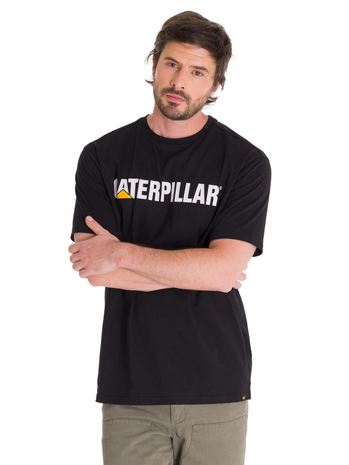 Camisetas  Caterpillar Logo Tee Para Hombre Color Negro-2