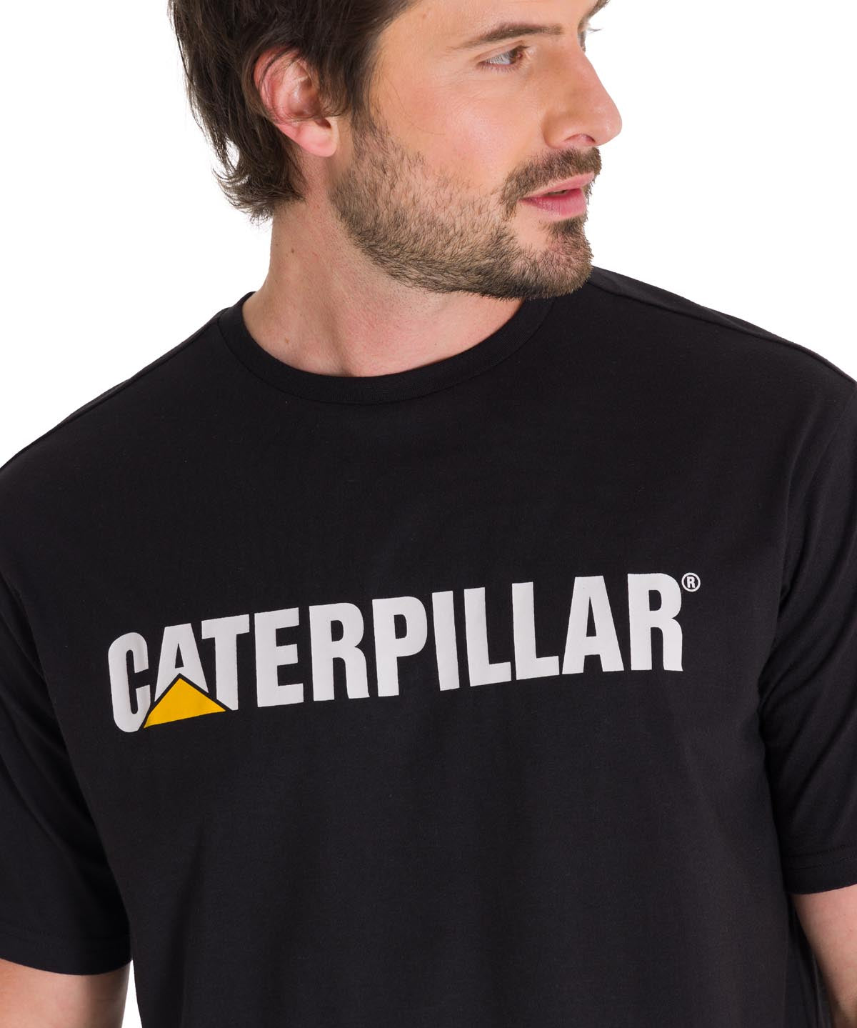 Camisetas  Caterpillar Logo Tee Para Hombre Color Negro-4