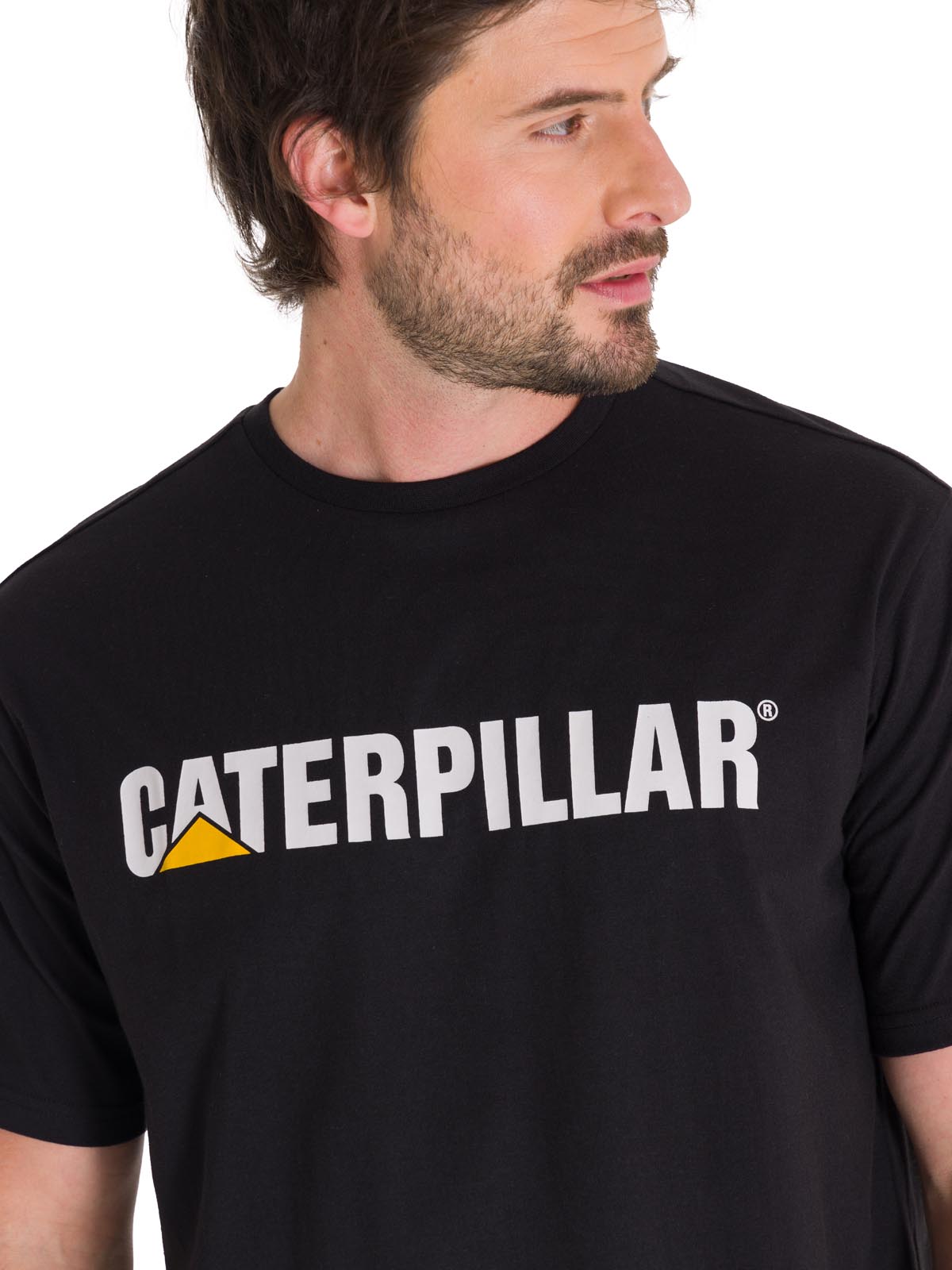 Camisetas  Caterpillar Logo Tee Para Hombre Color Negro-4