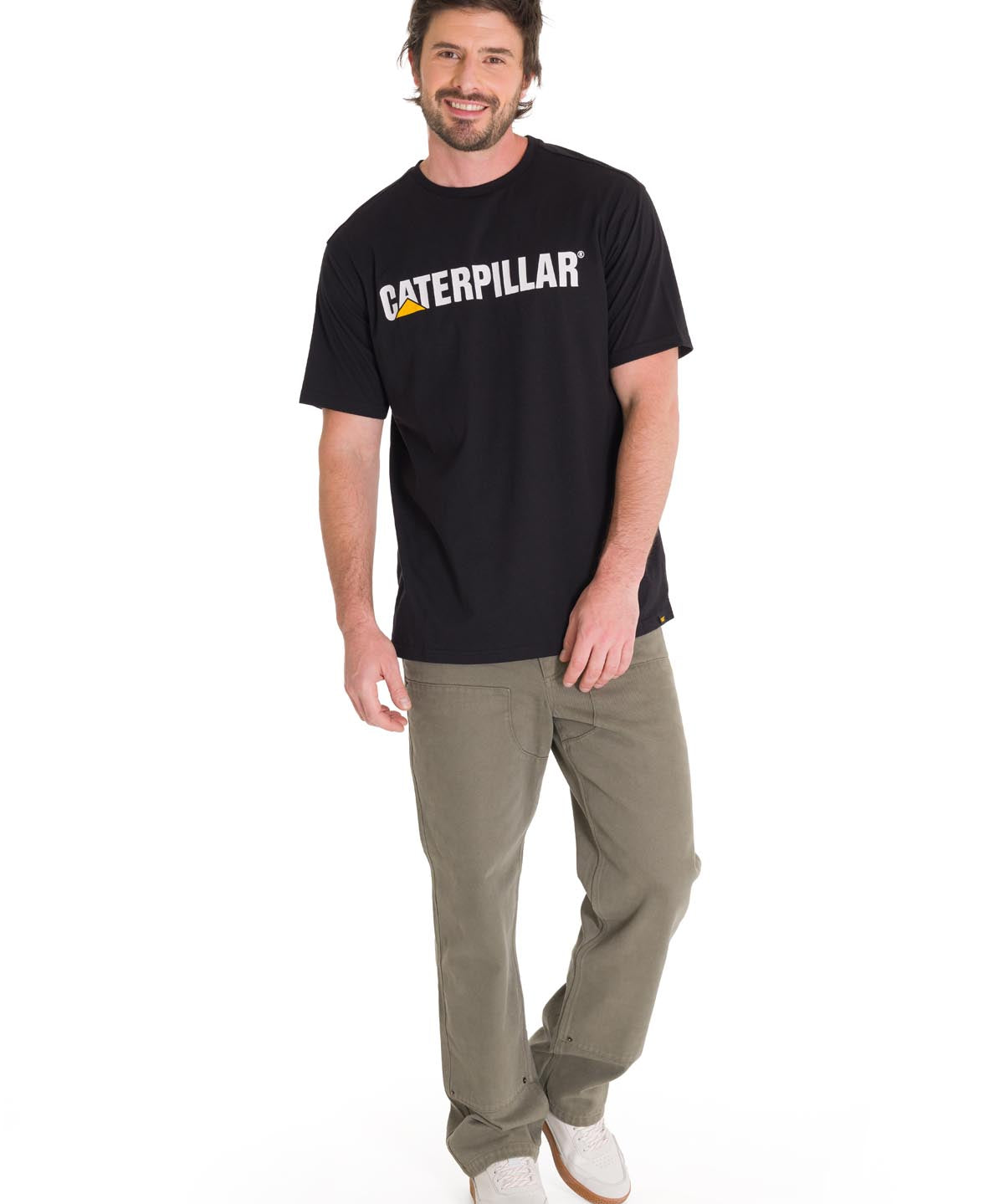 Camisetas  Caterpillar Logo Tee Para Hombre Color Negro-5