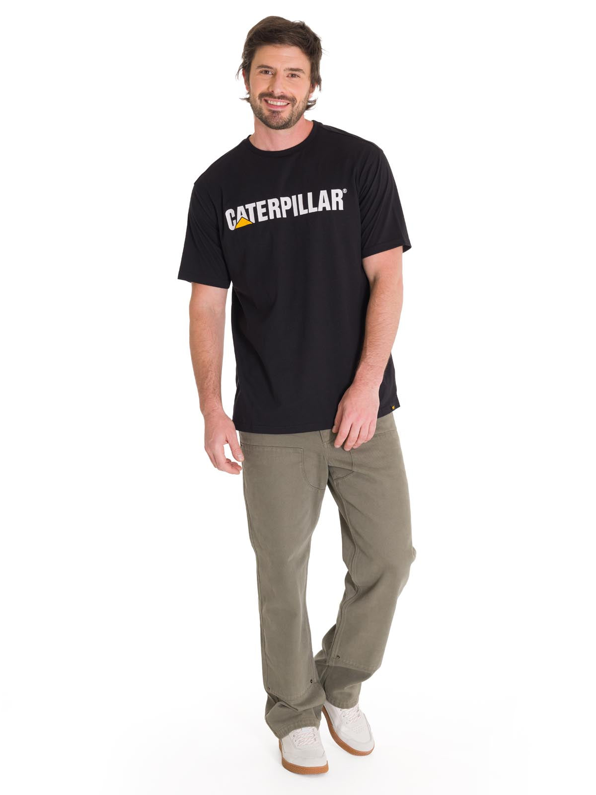 Camisetas  Caterpillar Logo Tee Para Hombre Color Negro-5