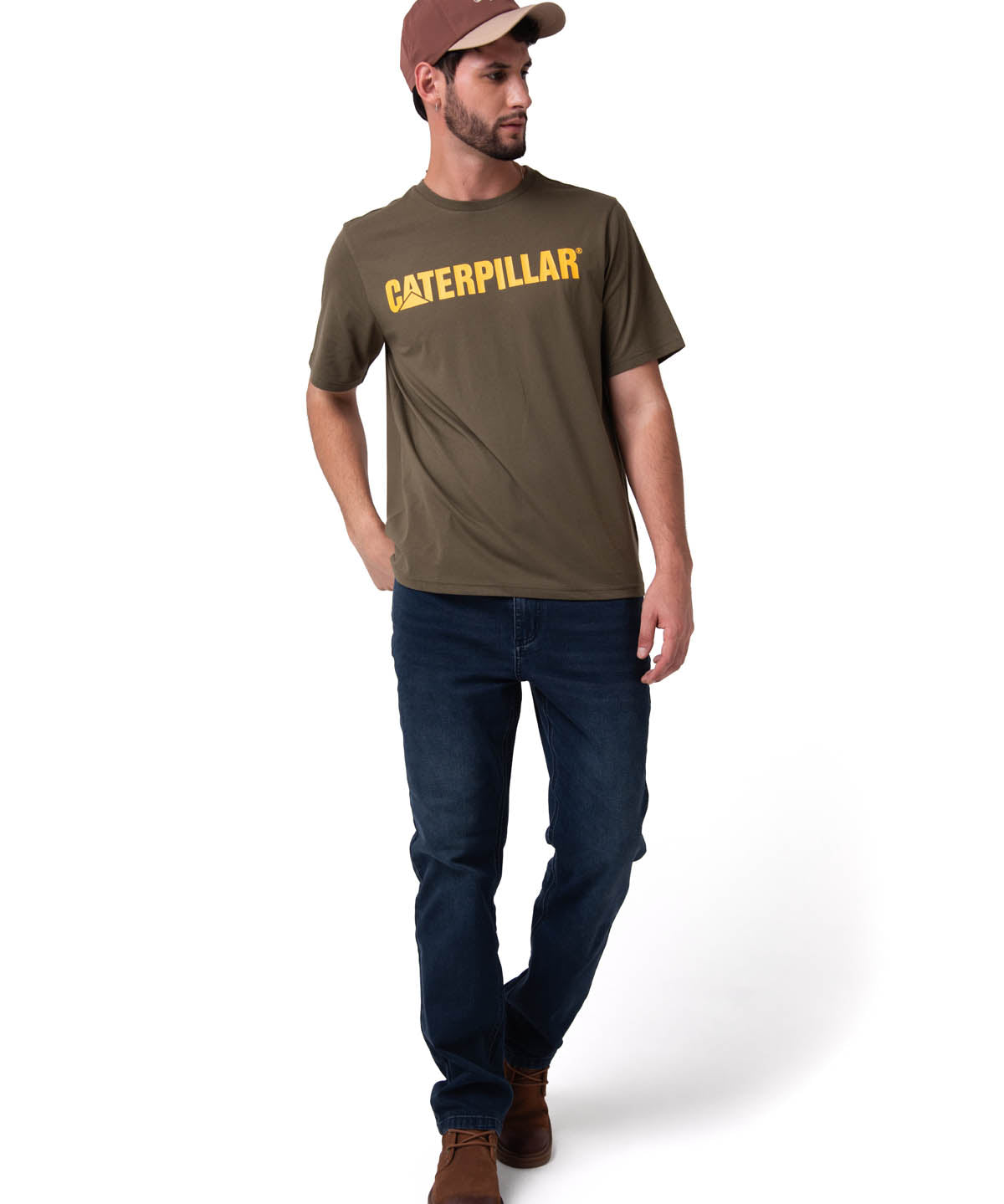 Camiseta Caterpillar Logo Tee Hombre Color Verde-4