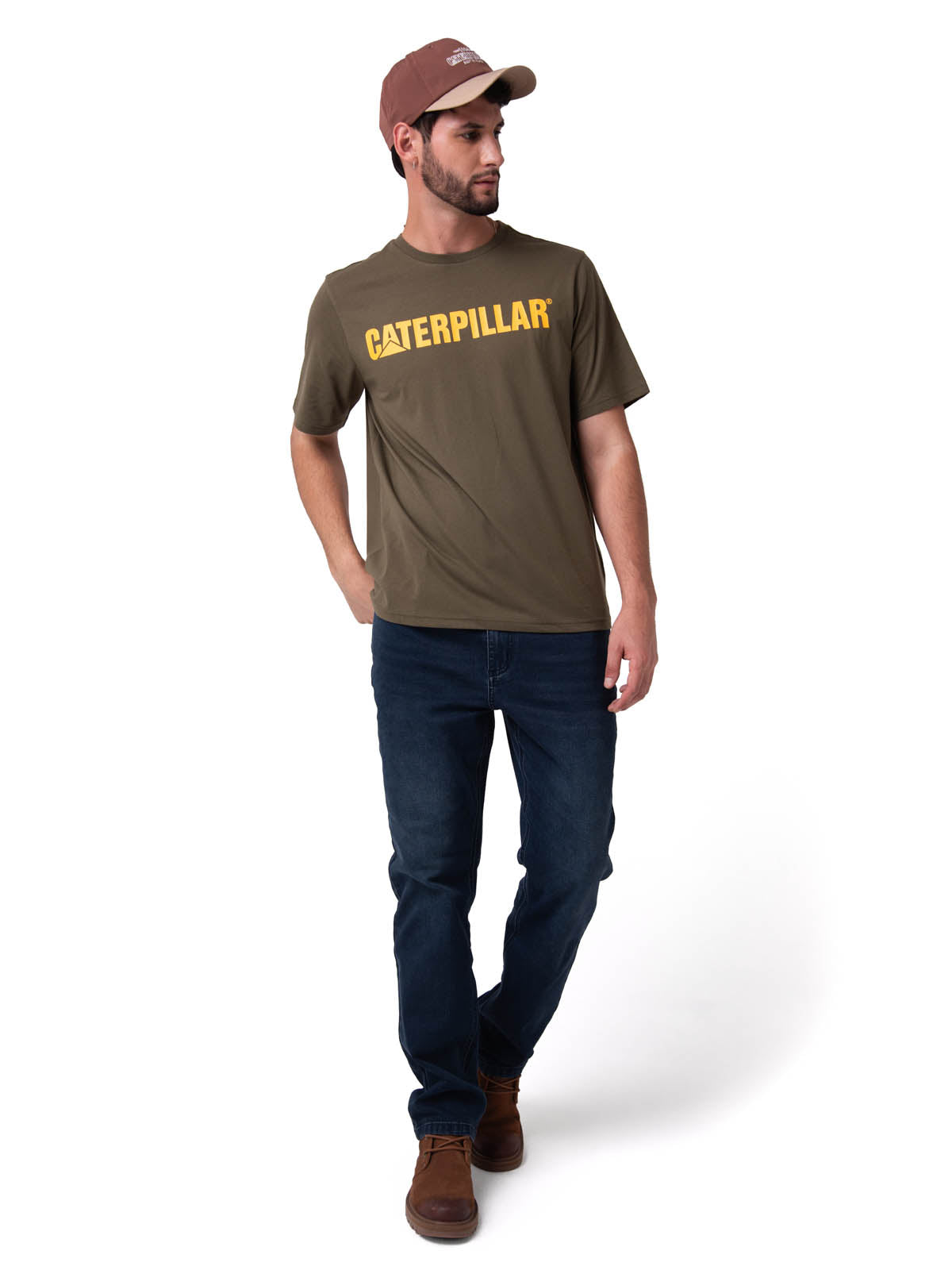 Camiseta Caterpillar Logo Tee Hombre Color Verde-4