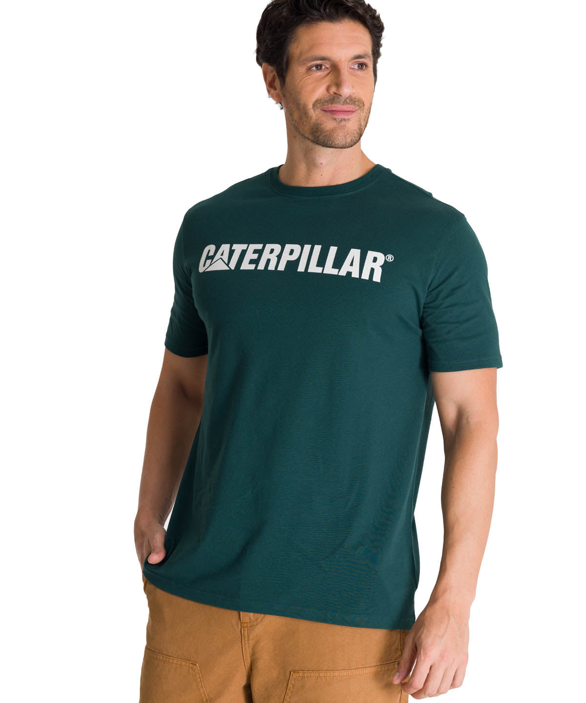 Camiseta Caterpillar Logo Tee Para Hombre Color Blanco-1