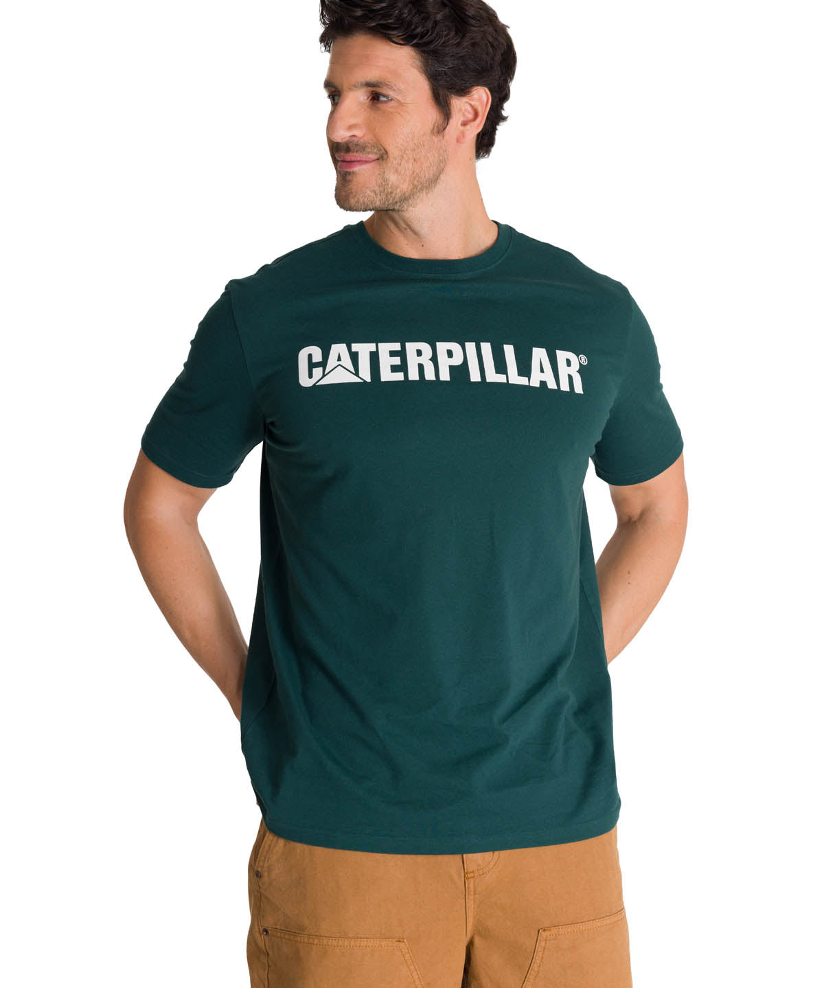 Camiseta Caterpillar Logo Tee Para Hombre Color Blanco-2