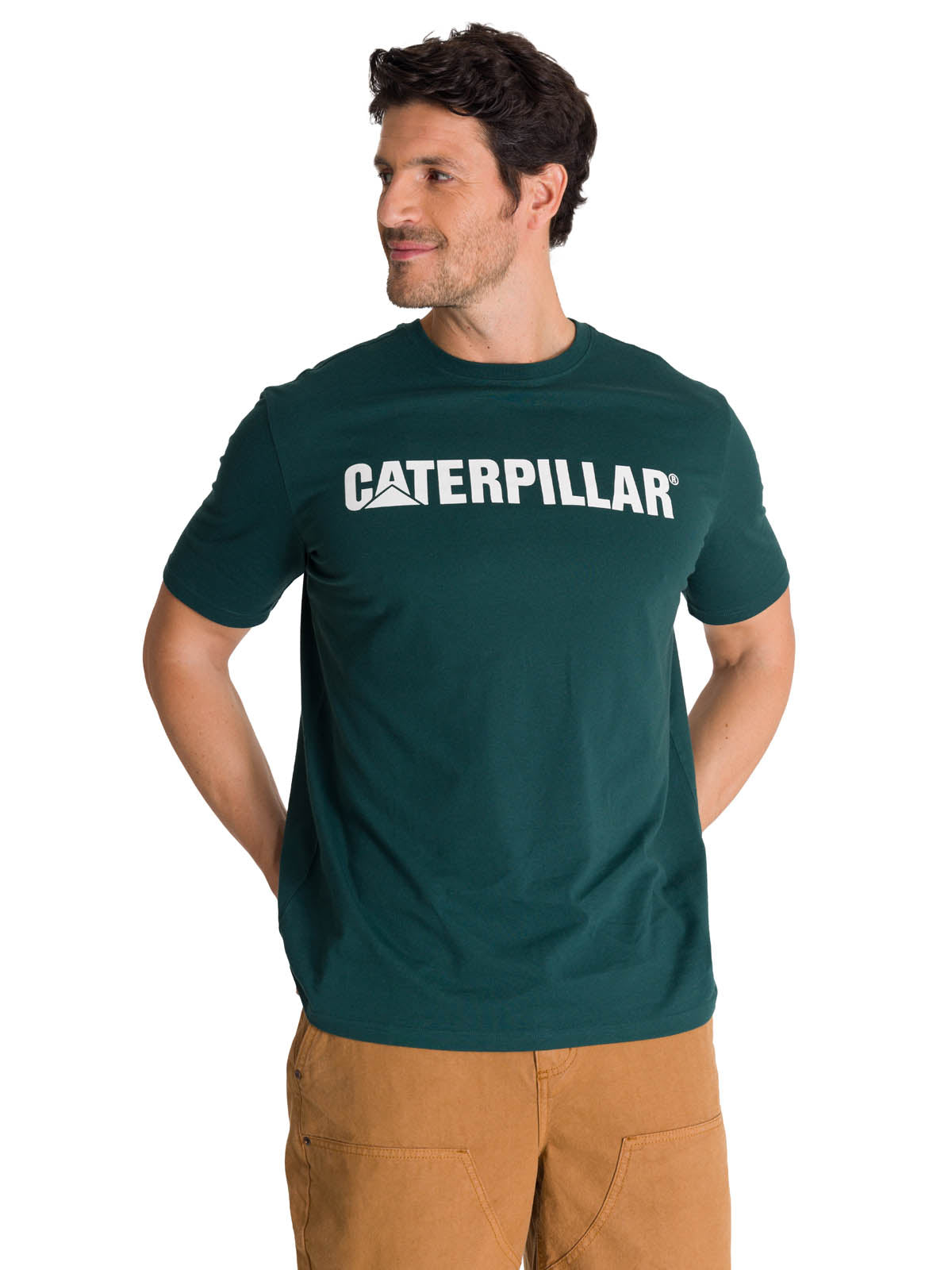 Camiseta Caterpillar Logo Tee Para Hombre Color Blanco-2
