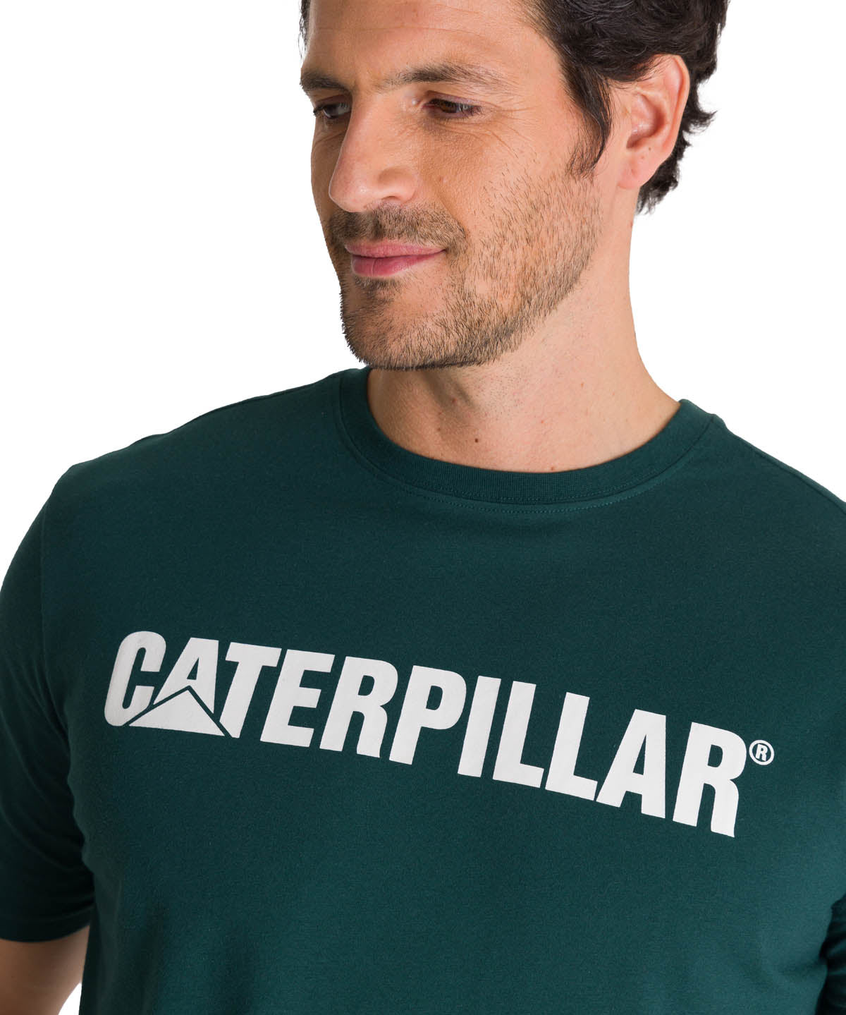 Camiseta Caterpillar Logo Tee Para Hombre Color Blanco-4
