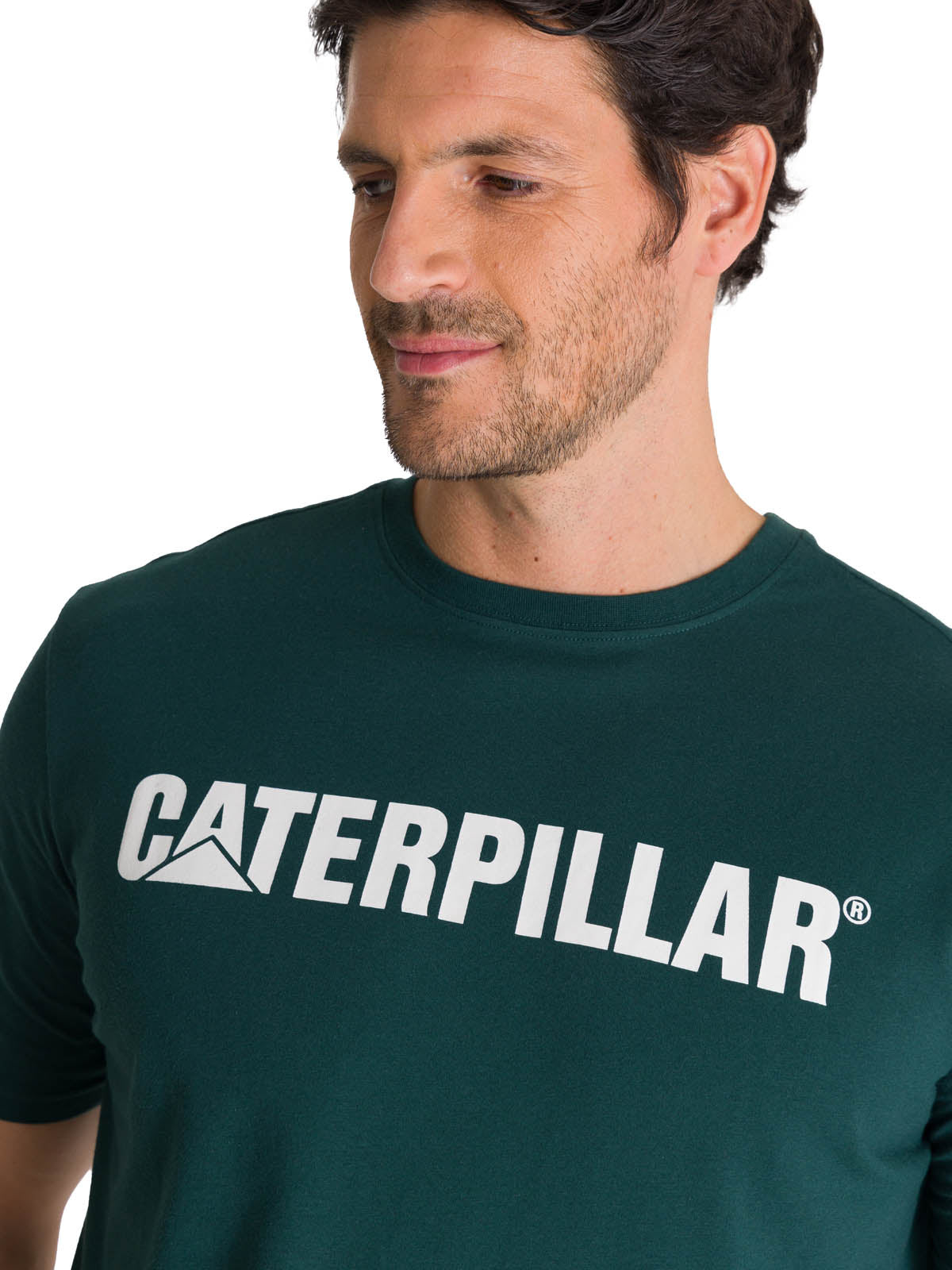 Camiseta Caterpillar Logo Tee Para Hombre Color Blanco-4
