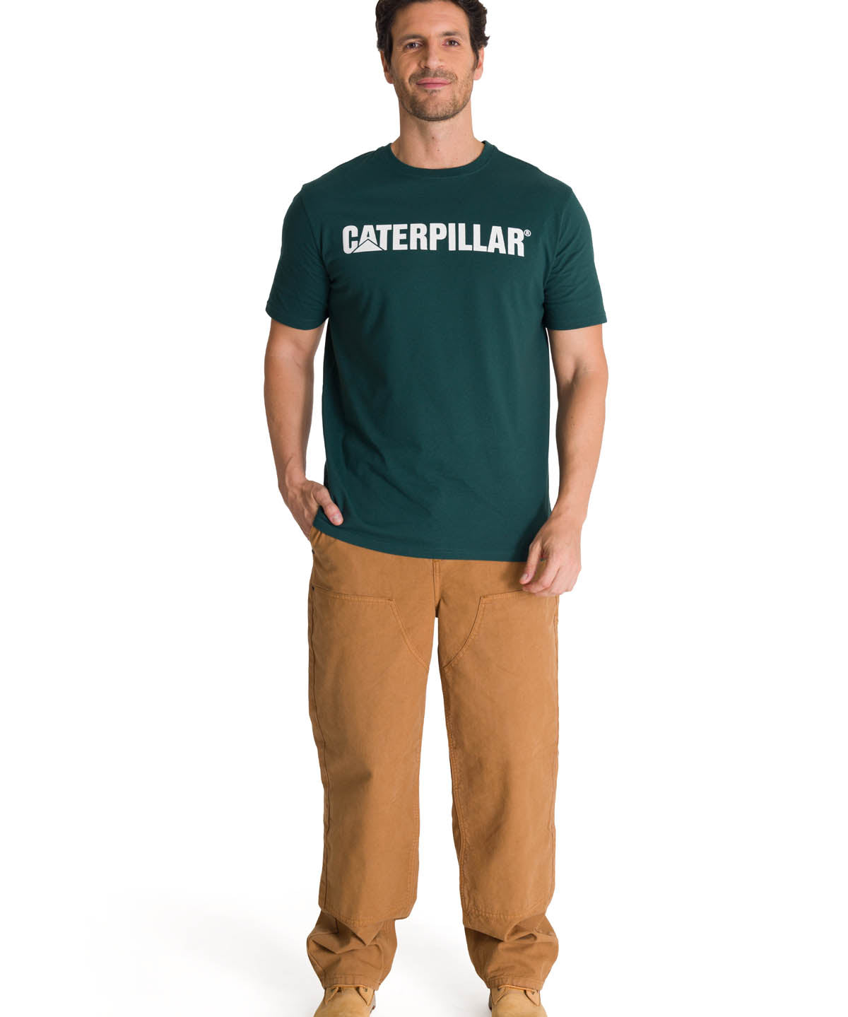 Camiseta Caterpillar Logo Tee Para Hombre Color Blanco-5