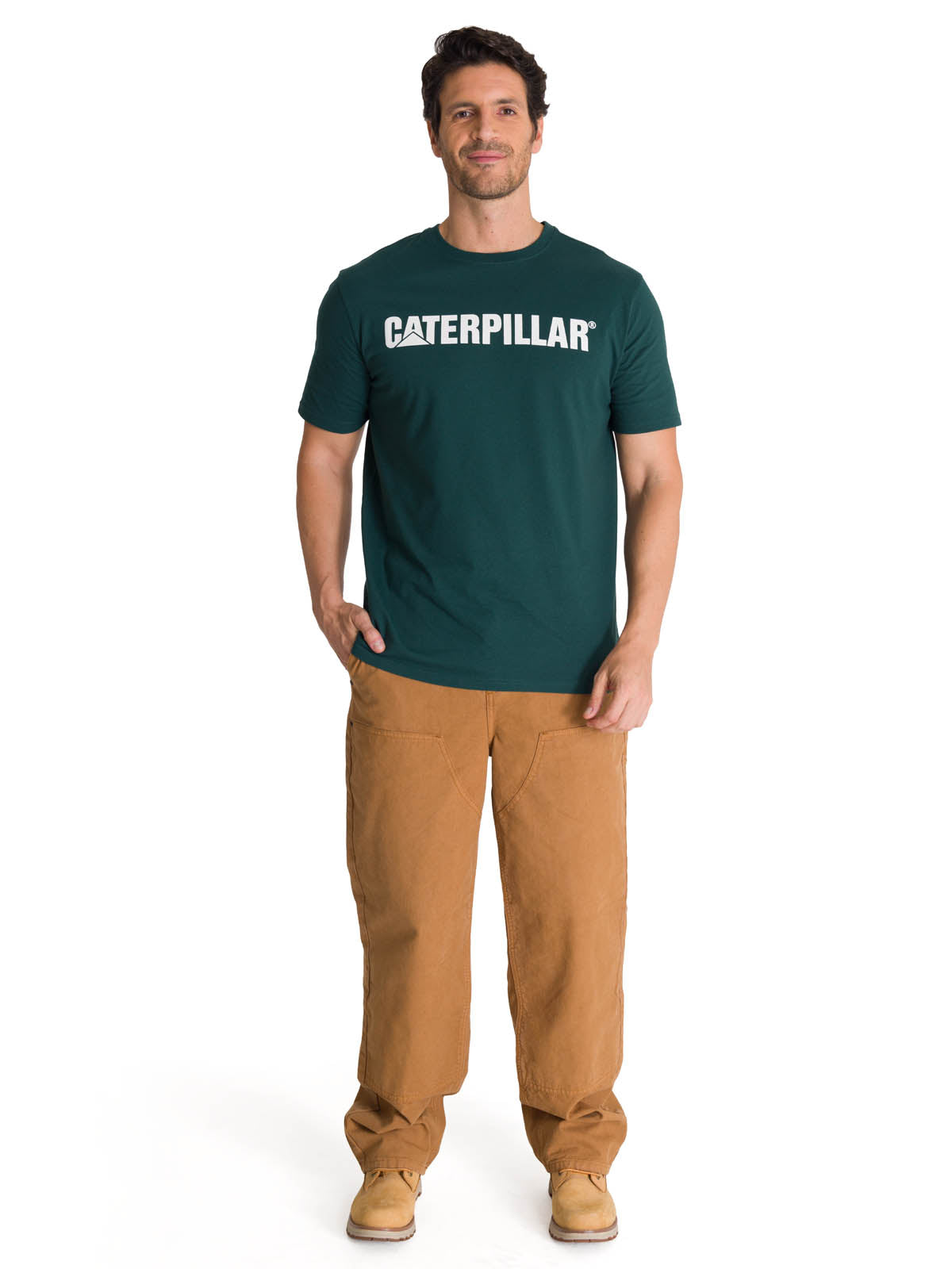 Camiseta Caterpillar Logo Tee Para Hombre Color Blanco-5