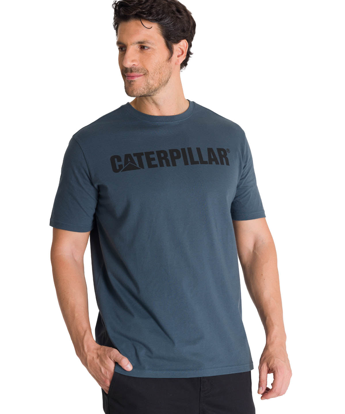 Camiseta Caterpillar Logo Tee Para Hombre Color Azul-1