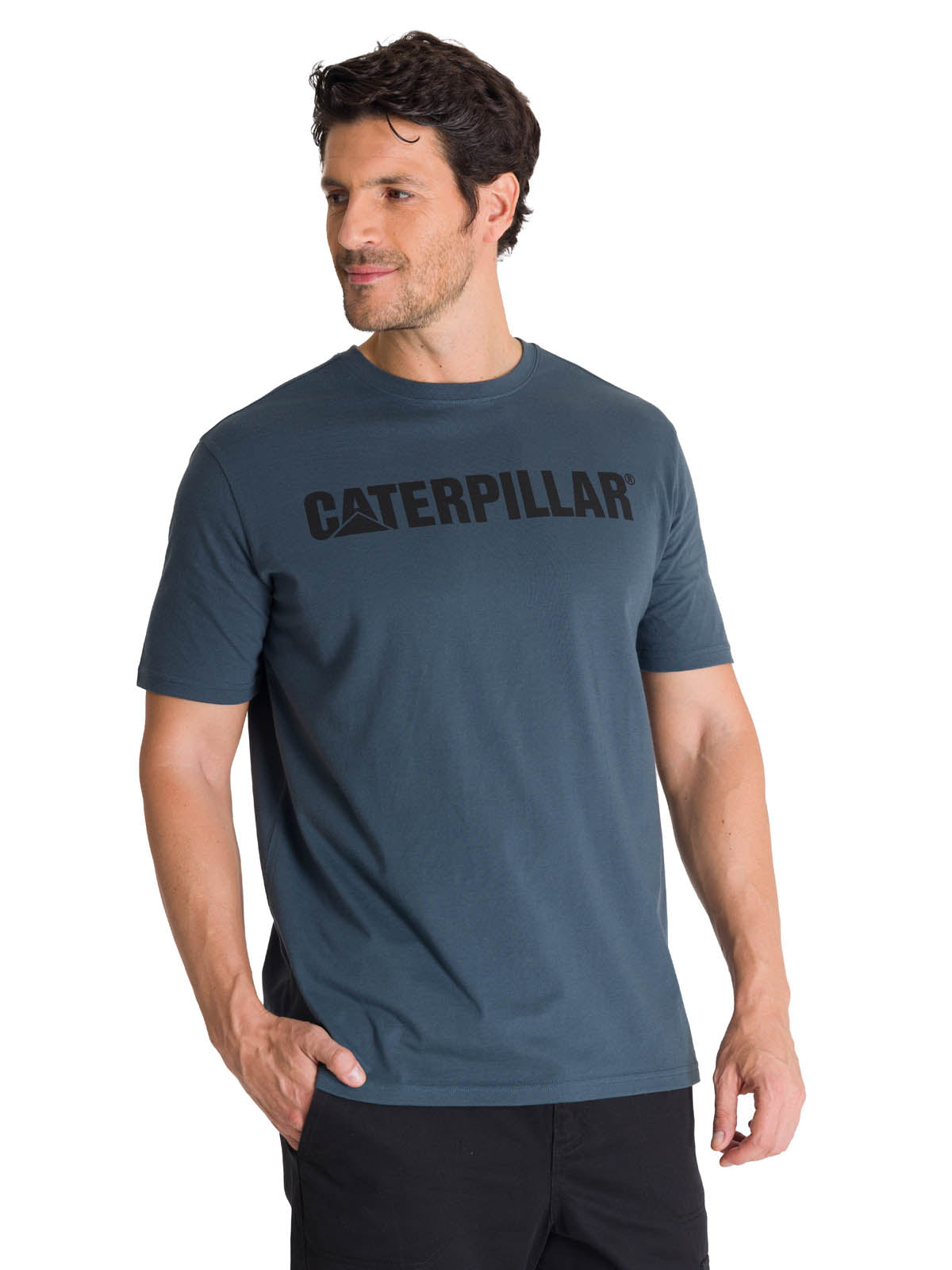 Camiseta Caterpillar Logo Tee Para Hombre Color Azul-1
