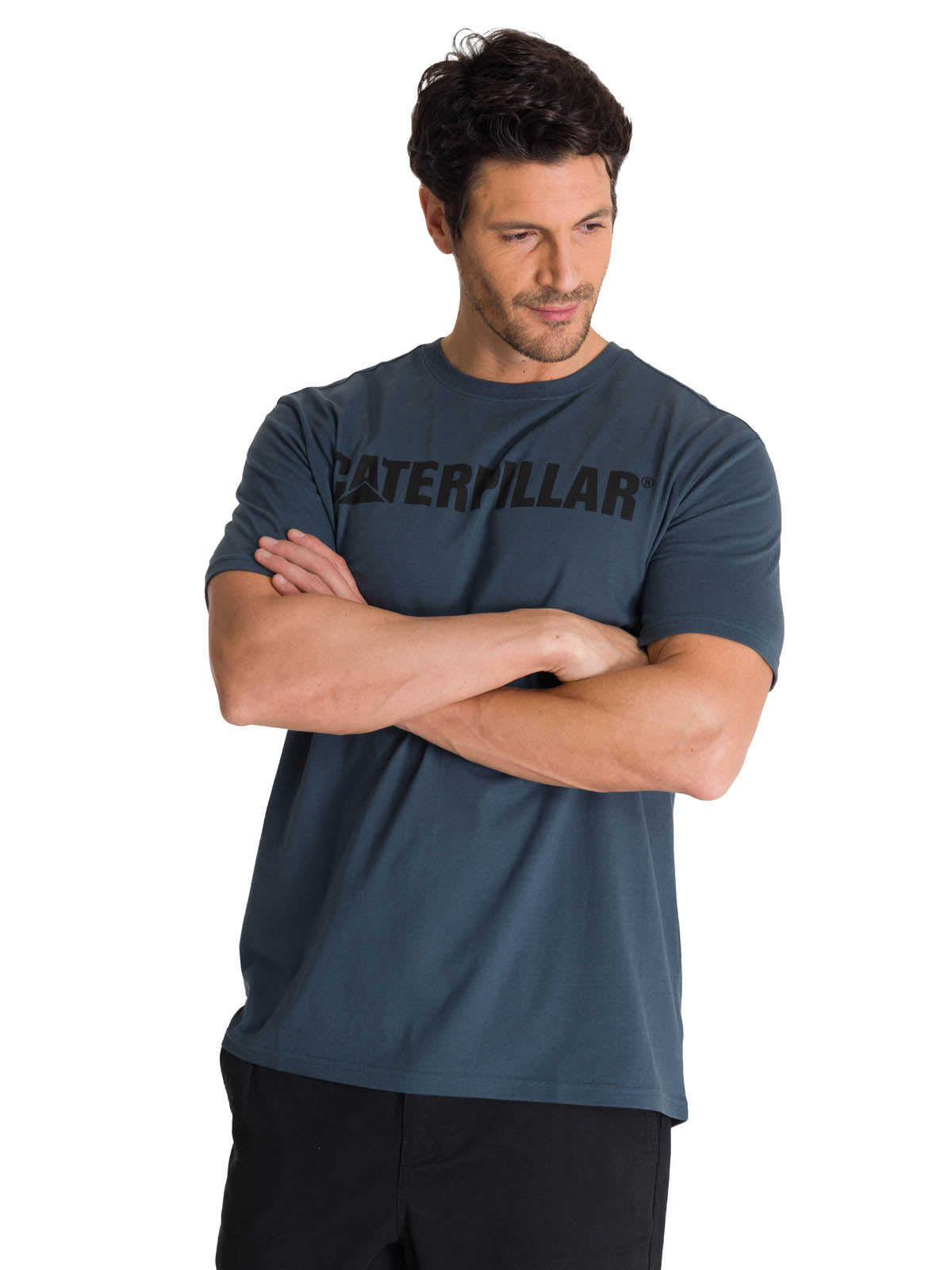 Camiseta Caterpillar Logo Tee Para Hombre Color Azul-2