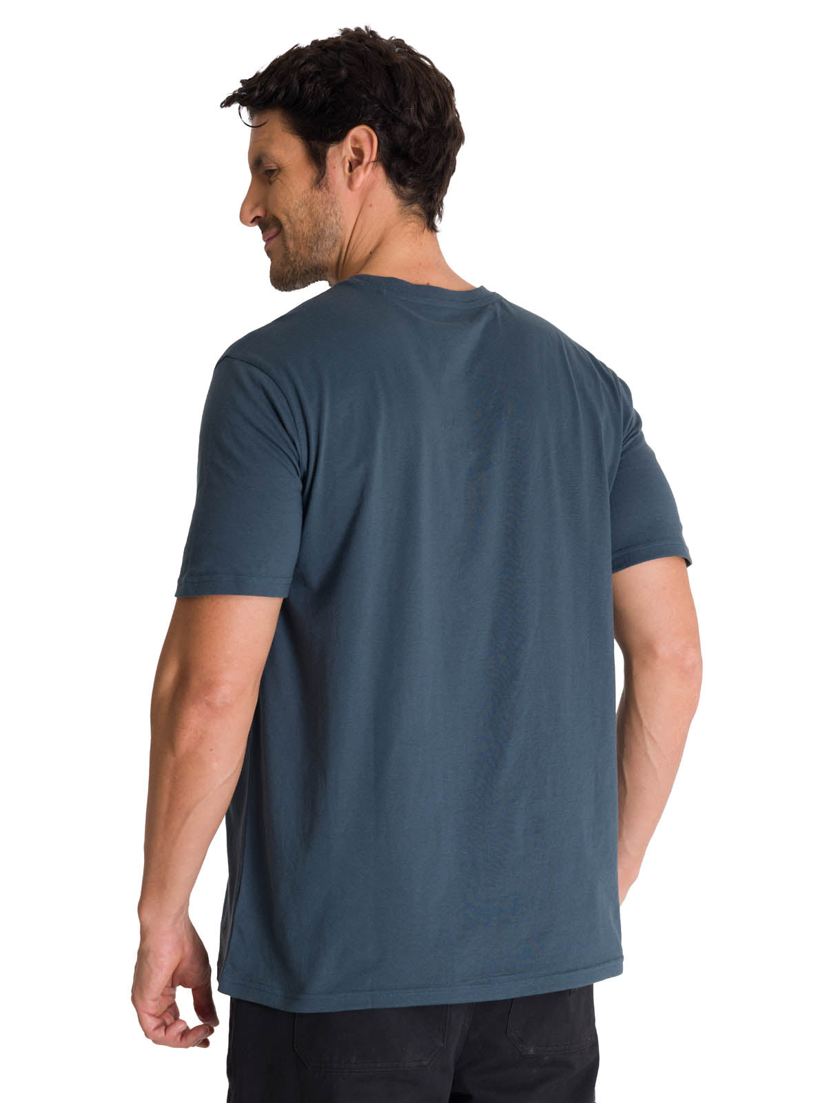 Camiseta Caterpillar Logo Tee Para Hombre Color Azul-3