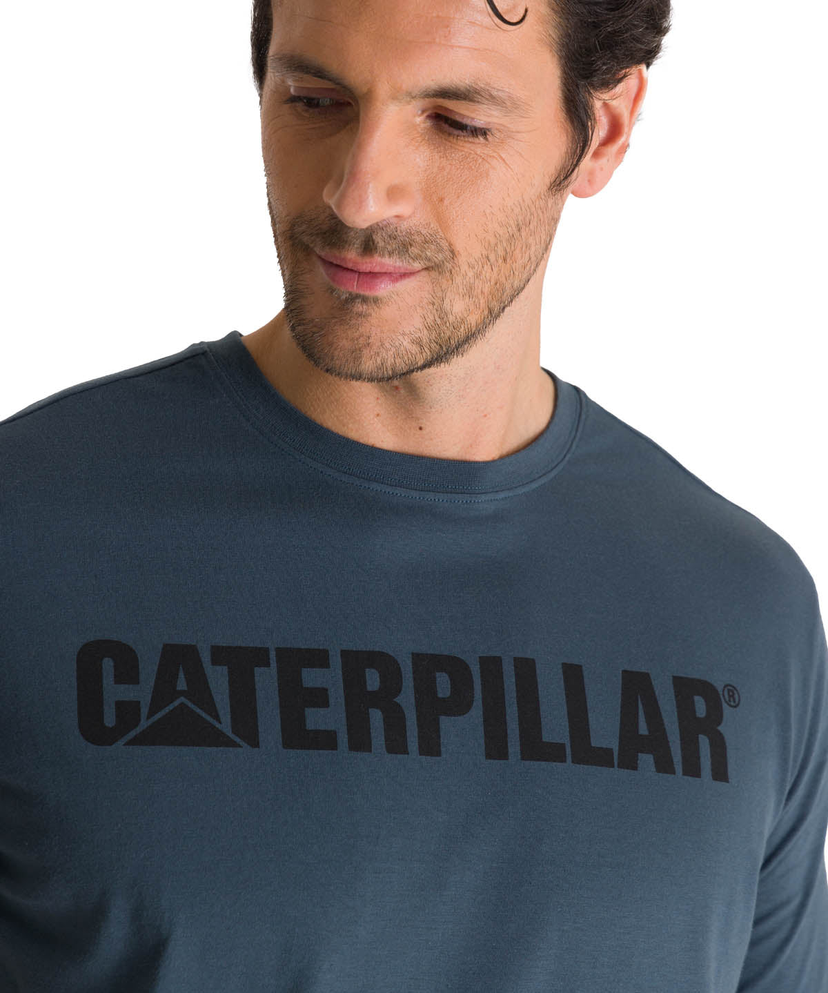 Camiseta Caterpillar Logo Tee Para Hombre Color Azul-4